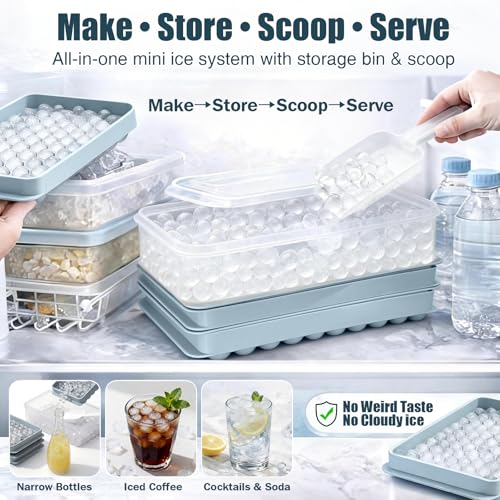 exclusive WIBIMEN Mini Ice Cube Trays, 0.55” Tiny Pebble