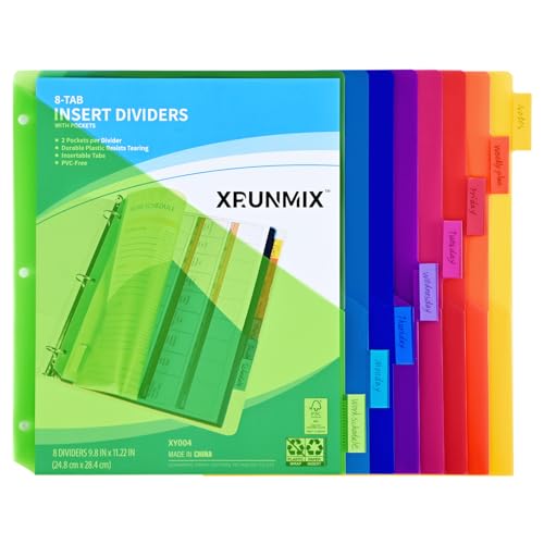 Eco-Friendly 8-Tab Binder Dividers - Index Pockets Divider for for Daily Use