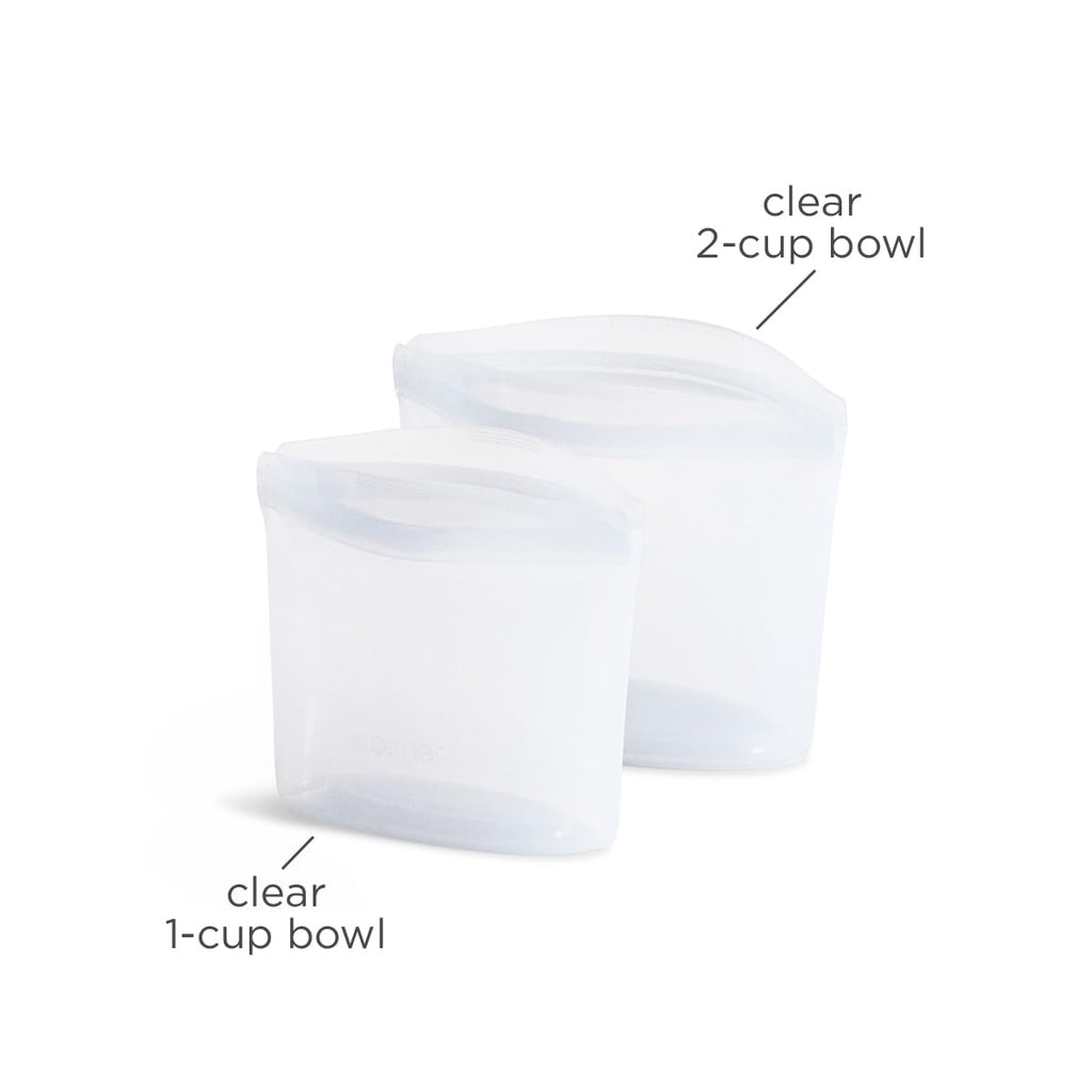 Stasher Silicone Reusable Storage Bags, 3-Pack Bowls, Reusable Freezer Bags, Microwave, Dishwasher, Oven Safe, Sous Vide, Premium Lunch Containers, Eco Friendly, Food Storage Bag, Snack Bag, Clear | Reusable Food Bags
