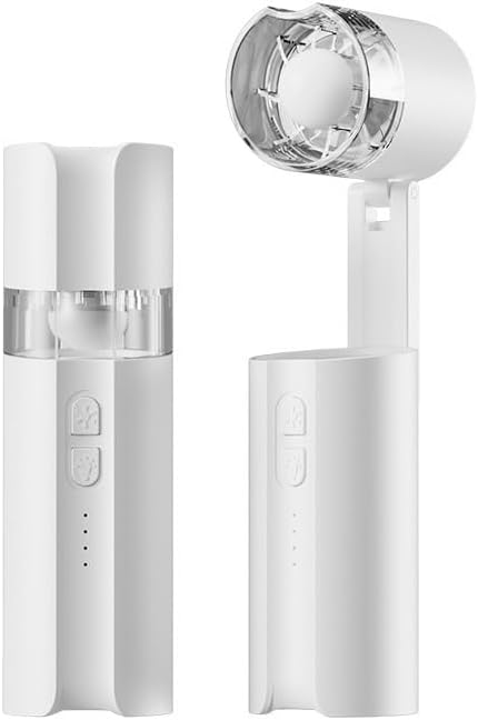 Hanging neck handheld small fan, ultra-long battery life, light portable, foldable mini desktop with power bank