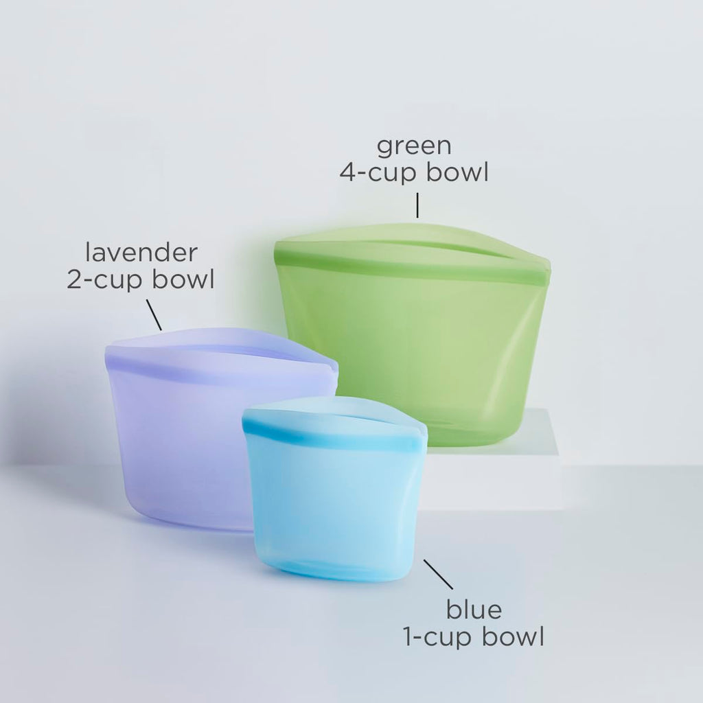 Stasher Silicone Reusable Storage Bags, 3-Pack Bowls, Reusable Freezer Bags, Microwave, Dishwasher, Oven Safe, Sous Vide, Premium Lunch Containers, Eco Friendly, Food Storage Bag, Snack Bag, Clear | Reusable Food Bags