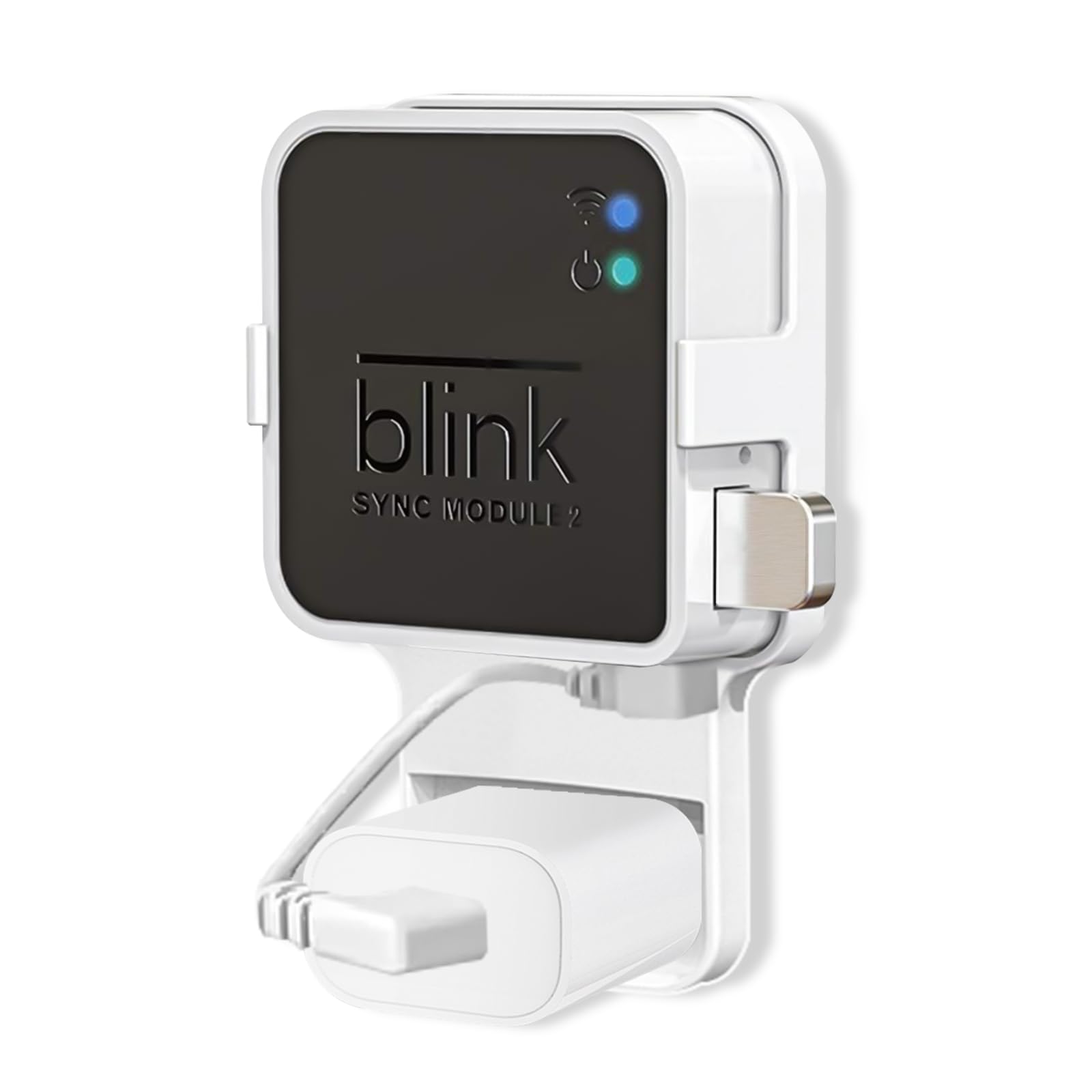Sync Module 2 Outlet Wall Mount for Blink Doorbell Camera, Window Sensors Accessories,Doorbell Chime Inside House Bracket Holder with Short Cable (1 Wall Holder)