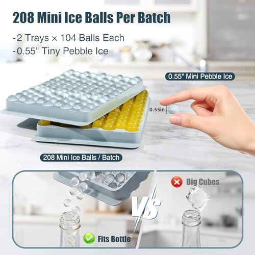 exclusive WIBIMEN Mini Ice Cube Trays, 0.55” Tiny Pebble