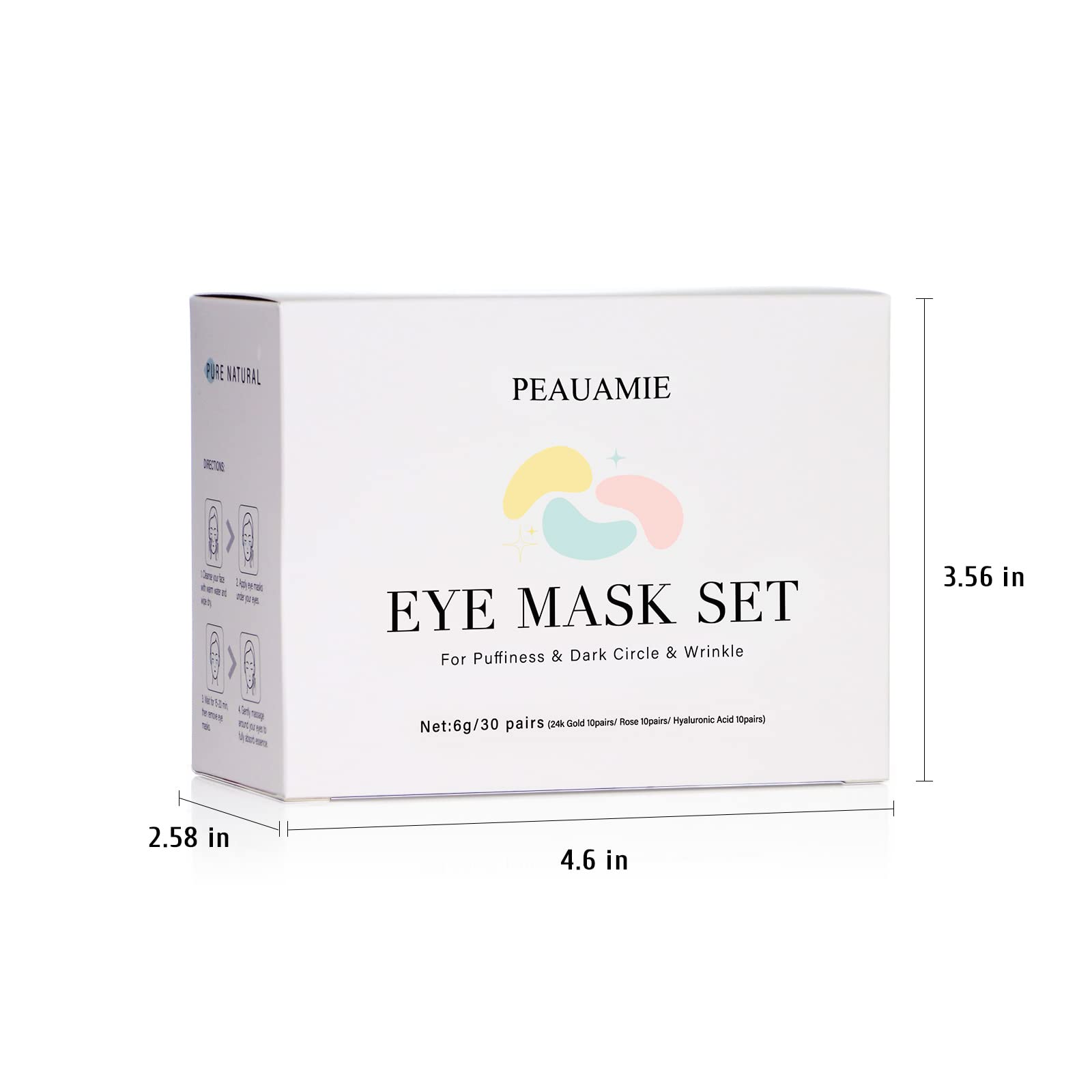 PEAUAMIE Under Eye Patches Collagen and Peptide Eye Mask for Dark Circles and Puffiness,Face Mask Skin Care Products 30 Pairs