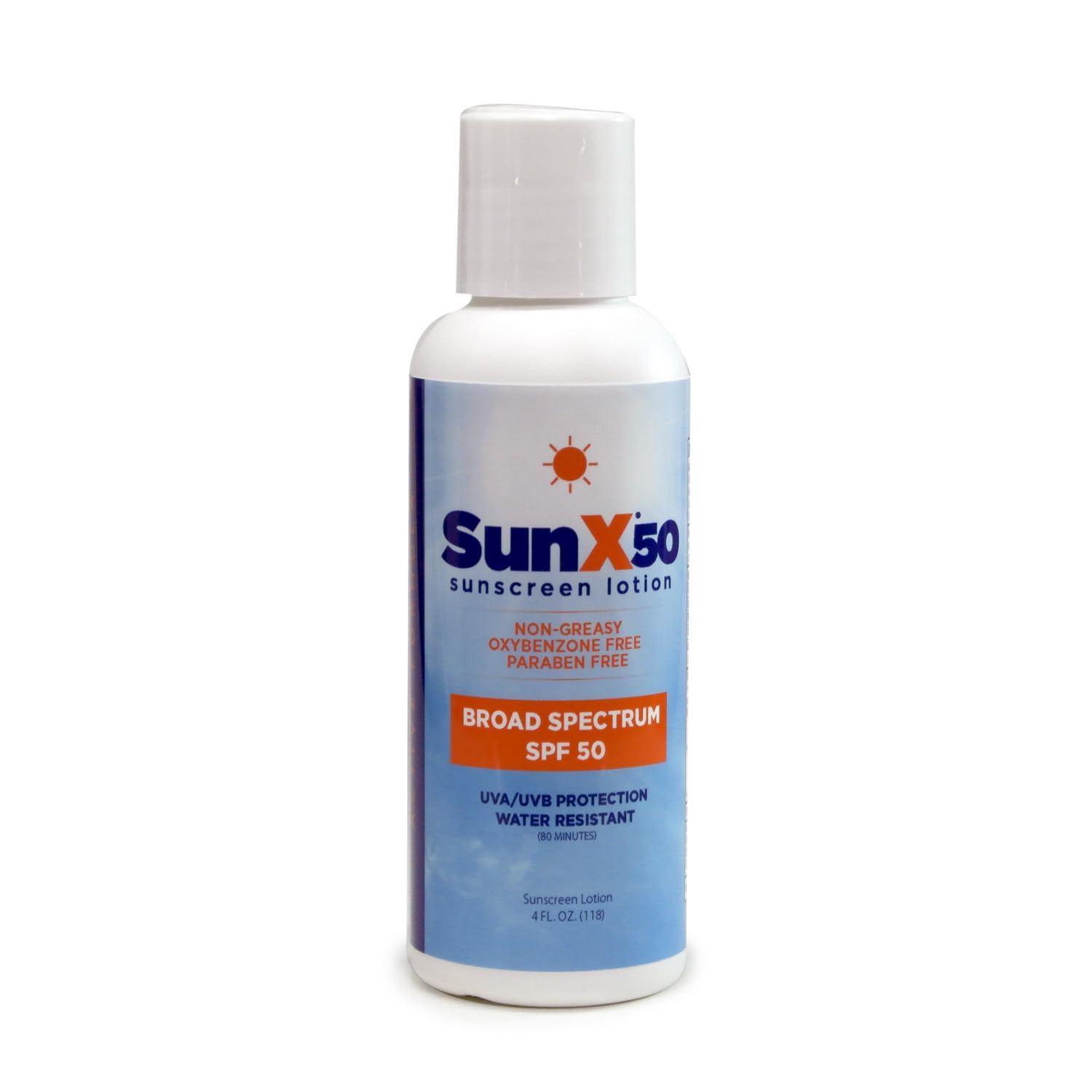 CoreTex Sun X 50 SPF Broad Spectrum Sunscreen Lotion - 4oz Bottle of Paraben, Oxybenzone, Octinoxate, & Oil Free Sunscreen - No White Cast and Water Resistant Up to 80 Minutes