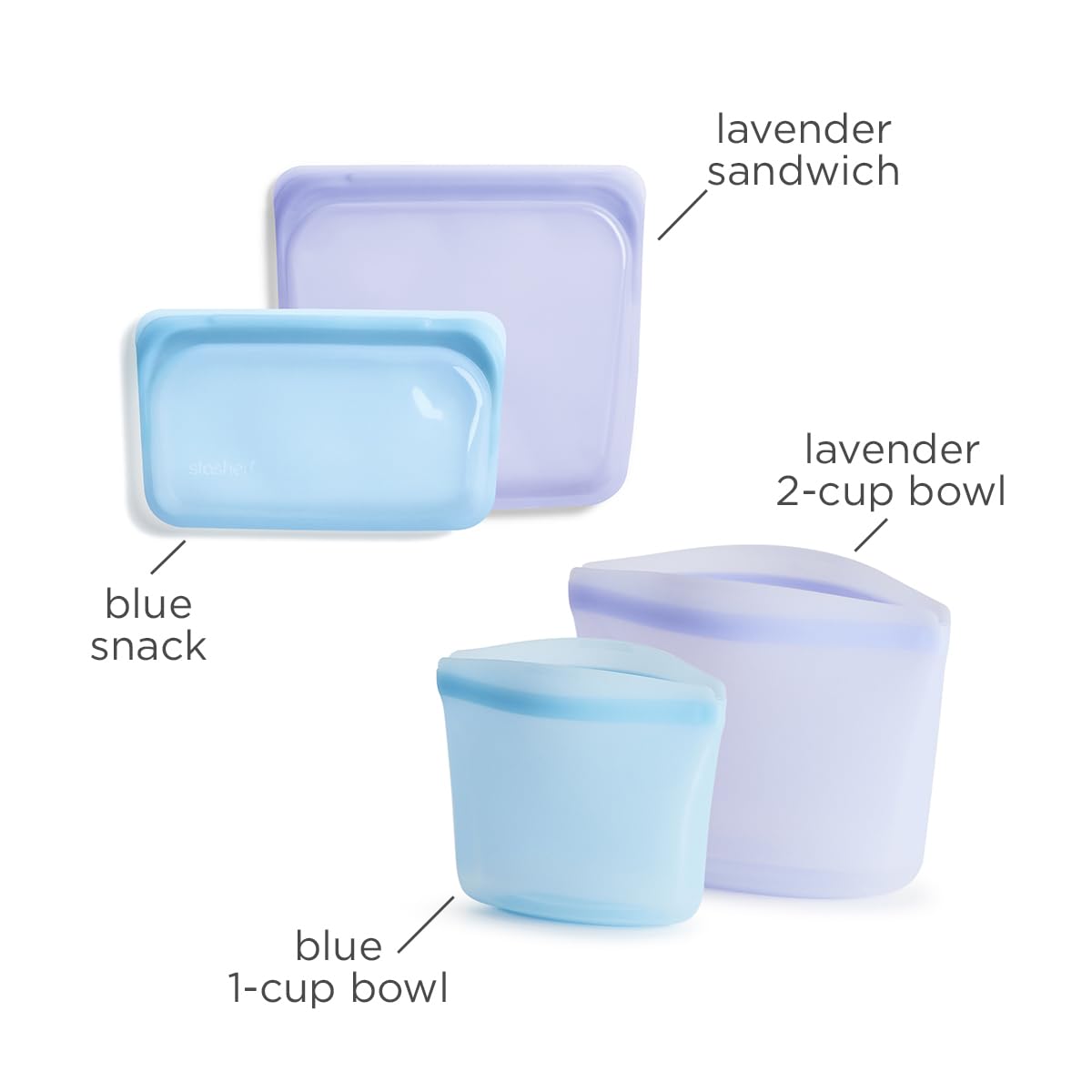 Stasher Silicone Reusable Food Storage Bags, 4-Pack, Reusable Freezer Bags, Microwave, Dishwasher, Oven Safe, Sous Vide, Premium Lunch Containers, Eco Friendly, Food-safe Silicone Snack Bag, Clear