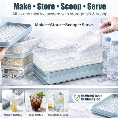 exclusive WIBIMEN Mini Ice Cube Trays, 0.55” Tiny Pebble