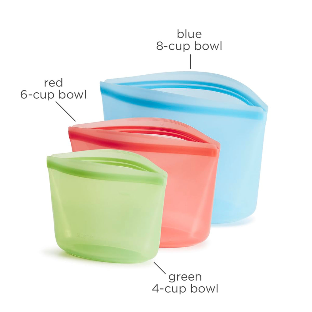 Stasher Silicone Reusable Storage Bags, 3-Pack Bowls, Reusable Freezer Bags, Microwave, Dishwasher, Oven Safe, Sous Vide, Premium Lunch Containers, Eco Friendly, Food Storage Bag, Snack Bag, Clear | Reusable Food Bags