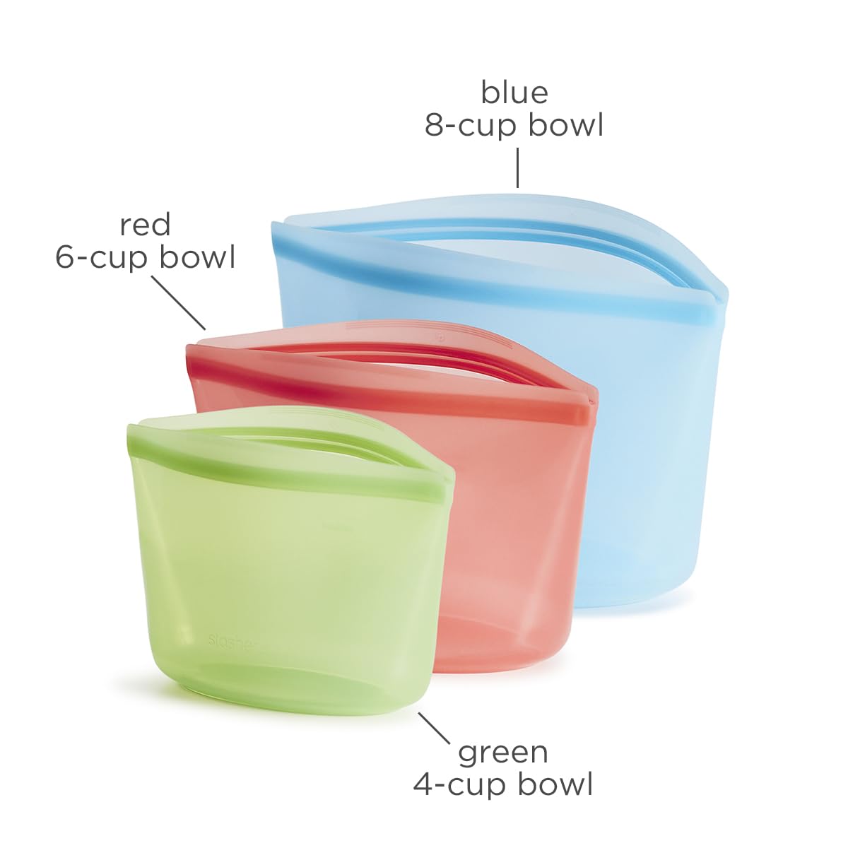 Stasher Silicone Reusable Storage Bags, 3-Pack Bowls, Reusable Freezer Bags, Microwave, Dishwasher, Oven Safe, Sous Vide, Premium Lunch Containers, Eco Friendly, Food Storage Bag, Snack Bag, Clear | Reusable Food Bags