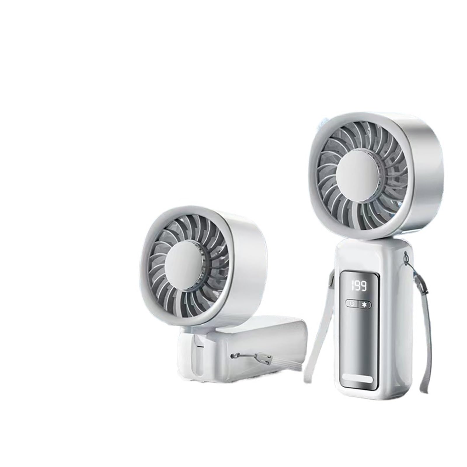 Portable Folding Small Fan Handheld Digital Display USB Charging Hanging Neck Cooling Outdoor