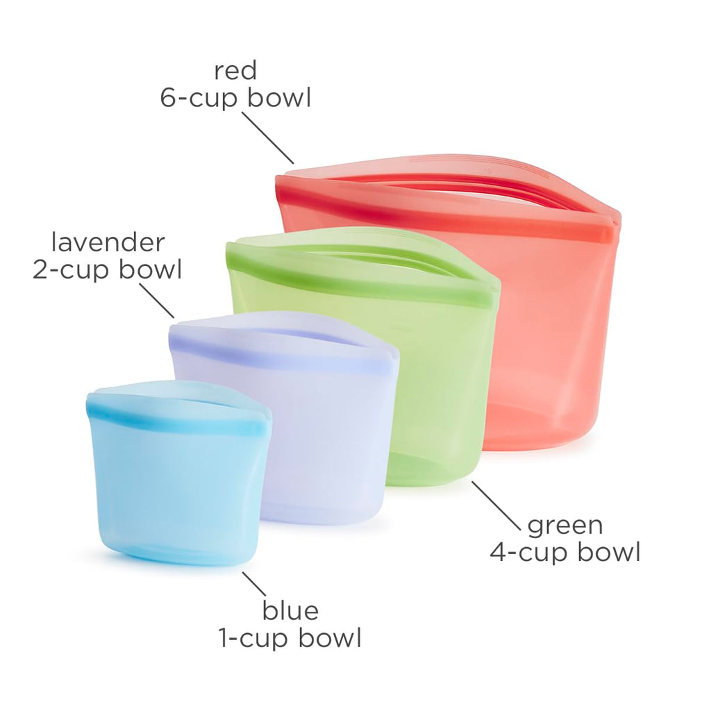 Stasher Silicone Reusable Storage Bags, 3-Pack Bowls, Reusable Freezer Bags, Microwave, Dishwasher, Oven Safe, Sous Vide, Premium Lunch Containers, Eco Friendly, Food Storage Bag, Snack Bag, Clear | Reusable Food Bags