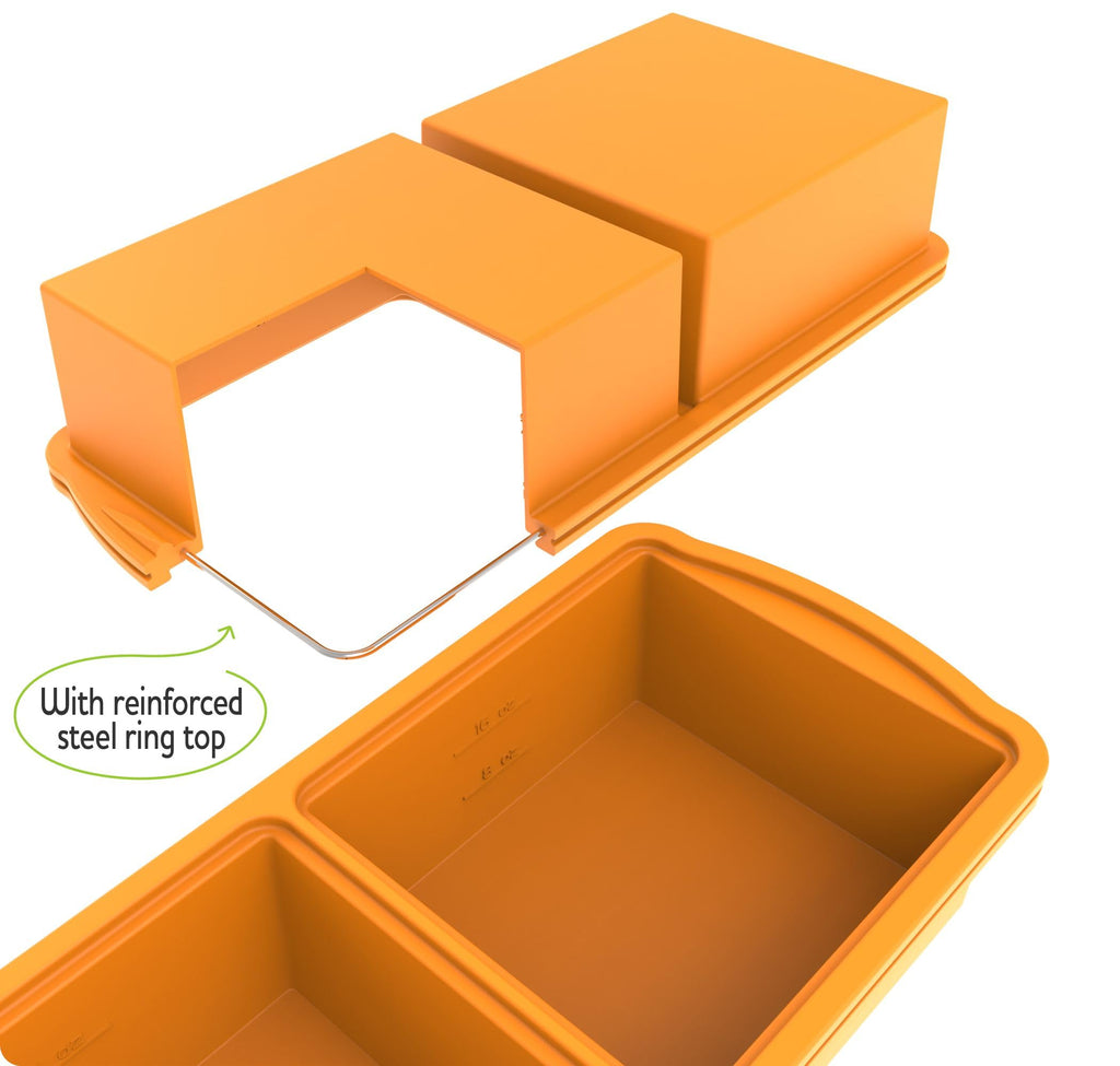 ZIP STANDING Silicone Freezer Trays with Lid,1-cup Soup Freezer Container large Ice Cube Molds with Reinforced Steel Ring Top for freezing Soup Sauce Broth Leftovers oven Dishwasher -Safe(2-Pack)