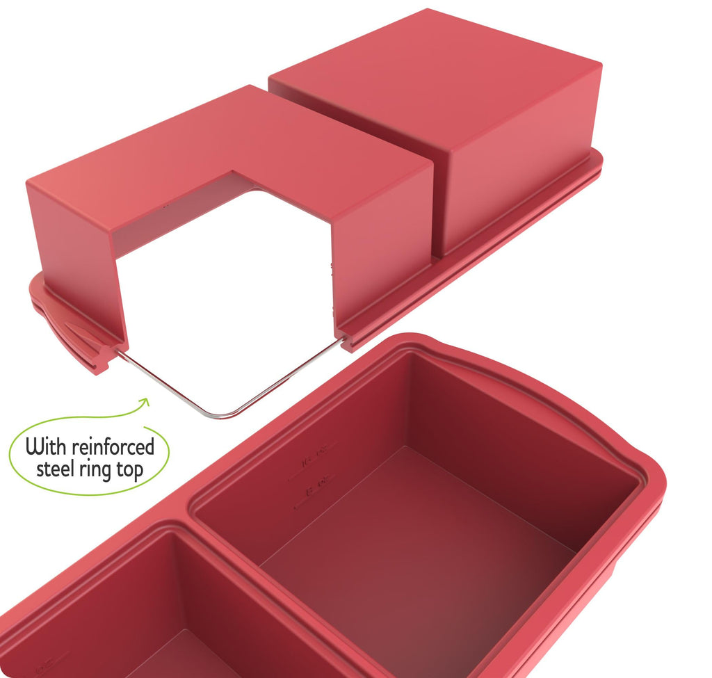 ZIP STANDING Silicone Freezer Trays with Lid,1-cup Soup Freezer Container large Ice Cube Molds with Reinforced Steel Ring Top for freezing Soup Sauce Broth Leftovers oven Dishwasher -Safe(2-Pack)
