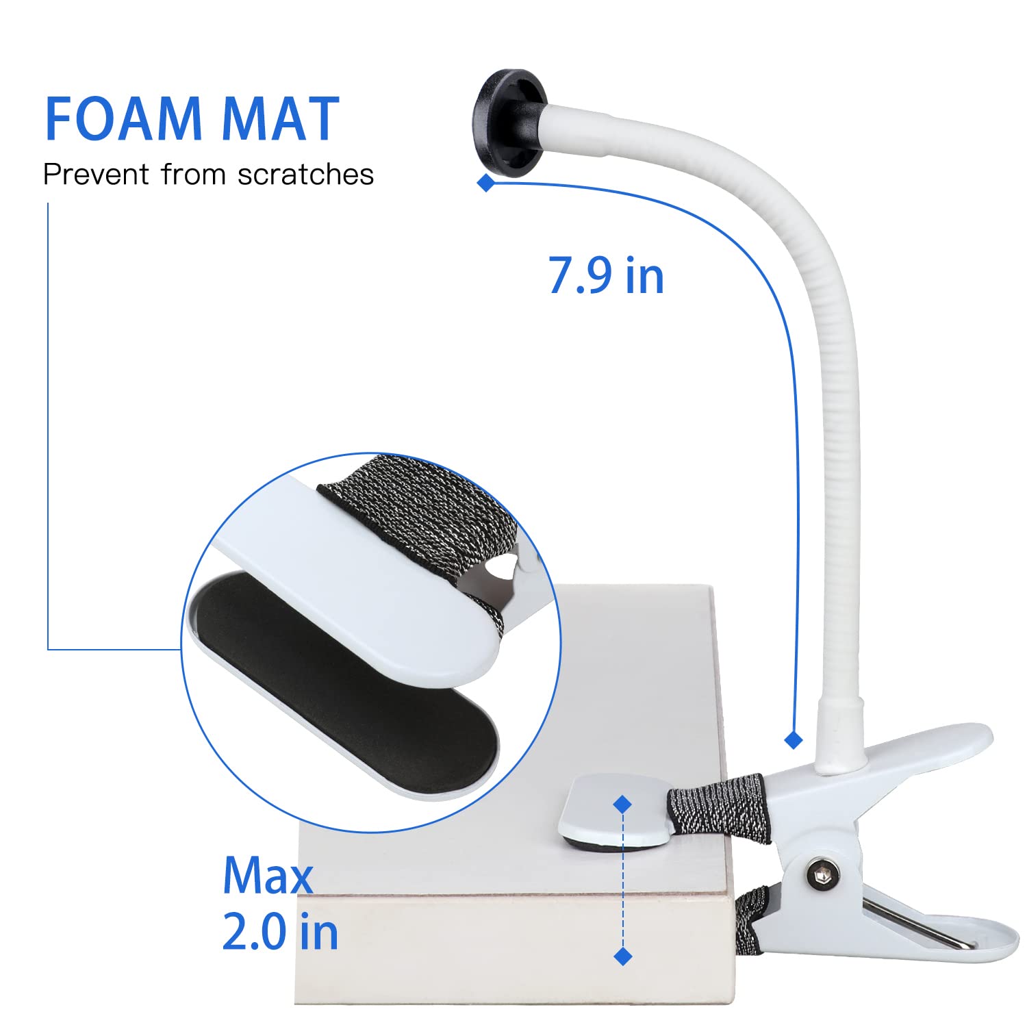 iTODOS 2 Pack Flexible Clip Clamp Mount - Compatible with Blink Mini, Outdoor (3rd Gen) XT3, XT, XT2, Indoor - 8 Inch Flexible Gooseneck Arm - Attach Camera Anywhere