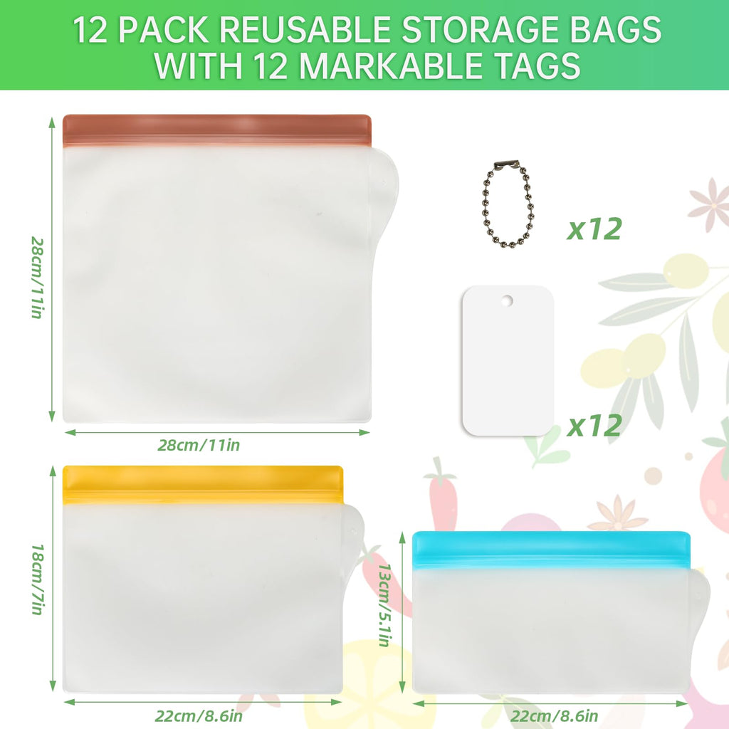 RLAVBL 1/2 Gallon Freezer Bags Reusable Food Storage Bags for Vegetable, Liquid, Snack, Meat, Sandwich, 10.2x7.87 Inch, 10 Pack