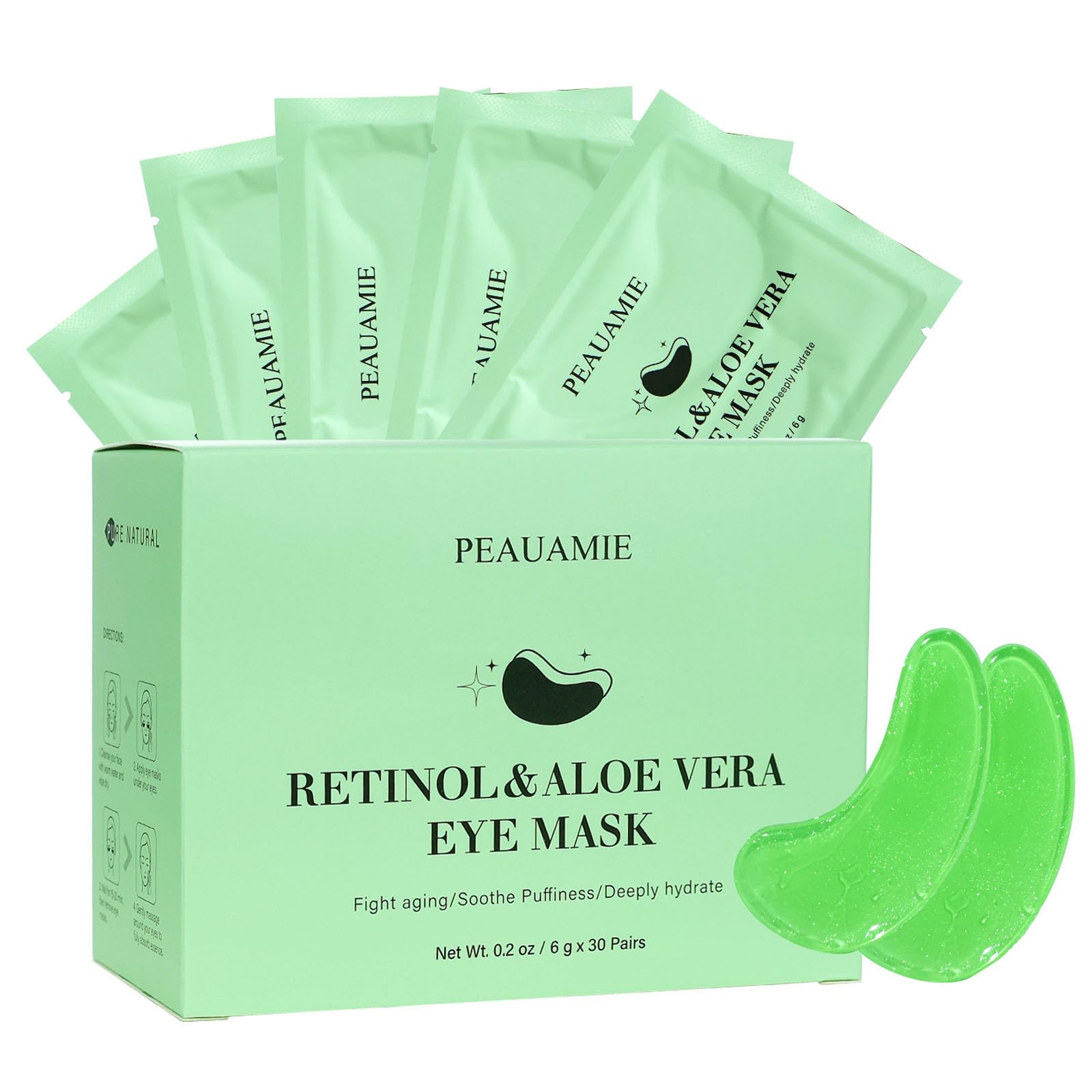 PEAUAMIE Under Eye Patches Collagen and Peptide Eye Mask for Dark Circles and Puffiness,Face Mask Skin Care Products 30 Pairs