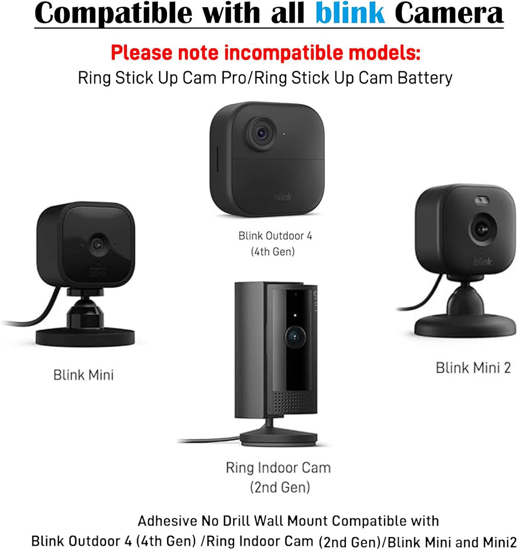 3-Pack Blink Camera Adhesive Wall Mount for Blink Mini/Blink Mini 2 / Blink Outdoor 4 / Blink/Blink Indoor Camera/Ring Indoor Camera（Adhesive mounting and Screw mounting）
