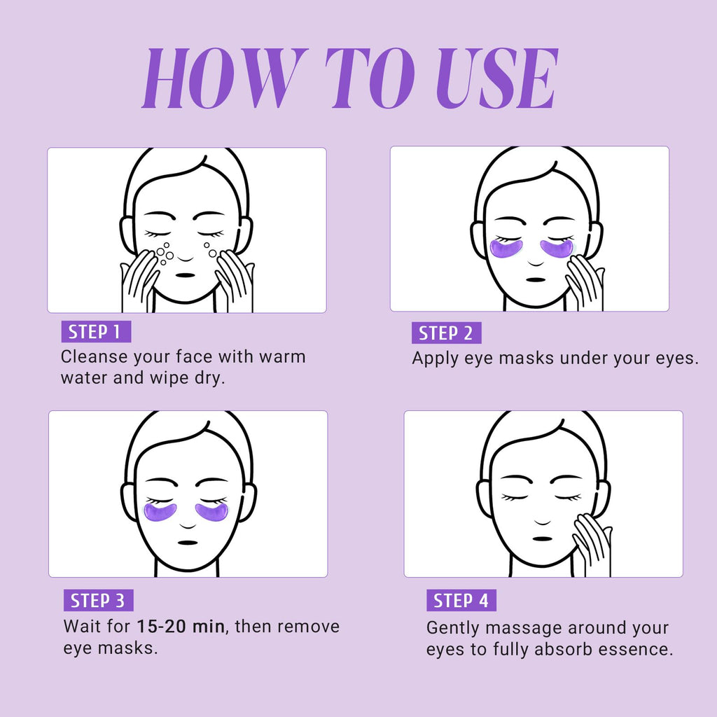 PEAUAMIE Under Eye Patches Collagen and Peptide Eye Mask for Dark Circles and Puffiness,Face Mask Skin Care Products 30 Pairs