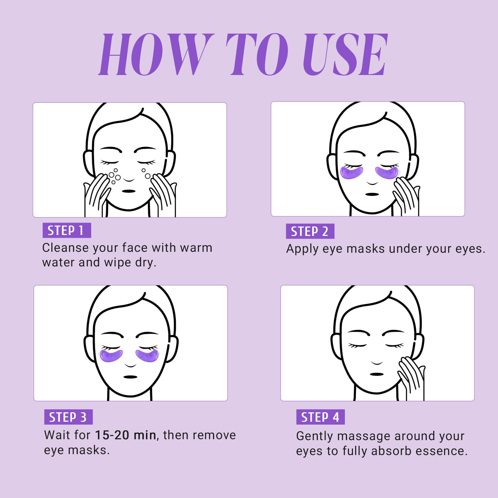 PEAUAMIE Under Eye Patches Collagen and Peptide Eye Mask for Dark Circles and Puffiness,Face Mask Skin Care Products 30 Pairs