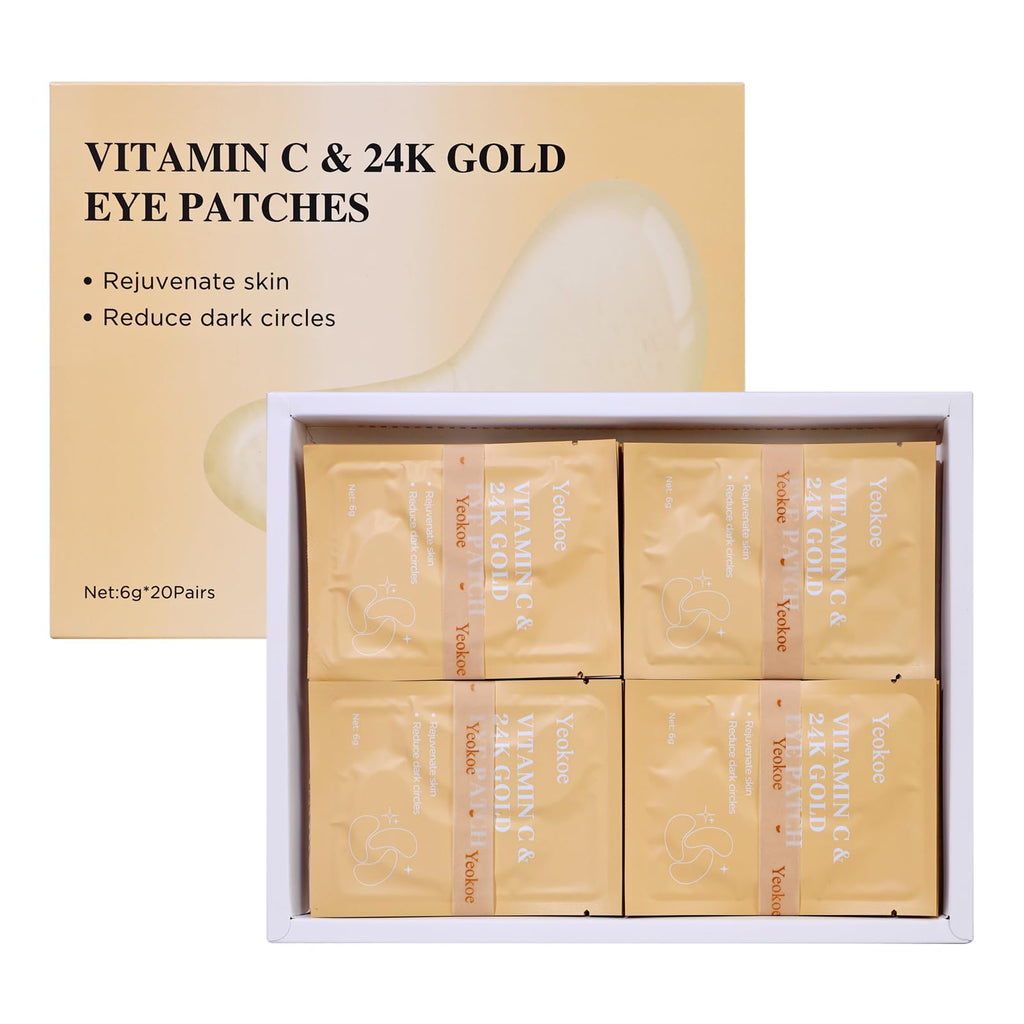 Yeokoe Under Eye Patches for Dark Circles,Eye Mask for Puffy Eyes With Collagen,Retinol,Vitmin C,Hyaluronic Acid and Niacinamide Face Masks Skincare Spa Gifts for Woman 20Pairs