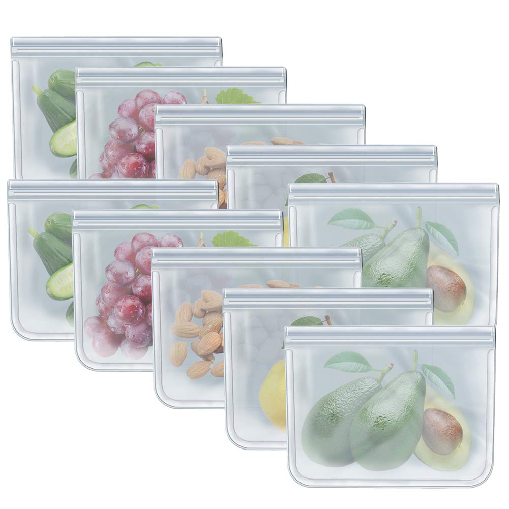 RLAVBL 1/2 Gallon Freezer Bags Reusable Food Storage Bags for Vegetable, Liquid, Snack, Meat, Sandwich, 10.2x7.87 Inch, 10 Pack