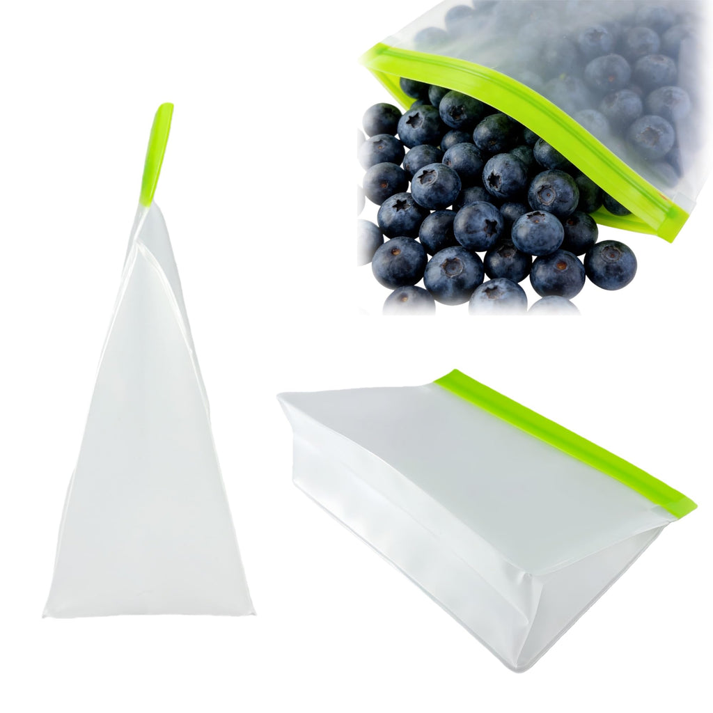 PABCK 9 Pcs Reusable Silicone Produce Freezer Bags Self Seal Green 3S+3M+3L | Stand Up Freezer Food Storage Bags Leakproof Resealable Bag for Sandwich Smell Proof Fridge Organization for Lunch Travel