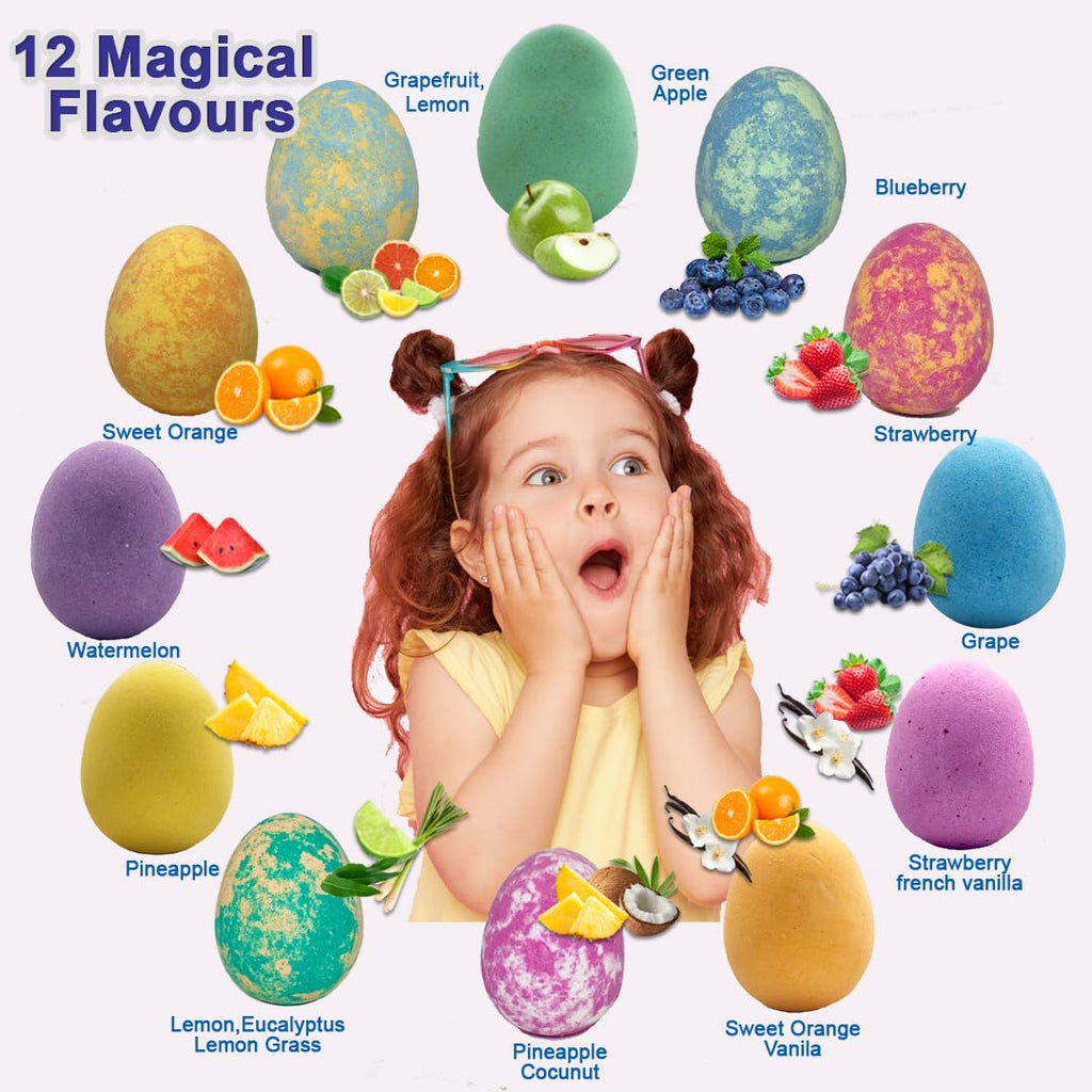 Bath Bombs for Kids with Toys Inside - Organic Bubble Bath Fizzies with Jungle Animal Toys. Gentle and Kids Friendly Spa Bath Balls, Bath Fizz Balls - Birthday Gifts for Toddlers, Boys, Girls