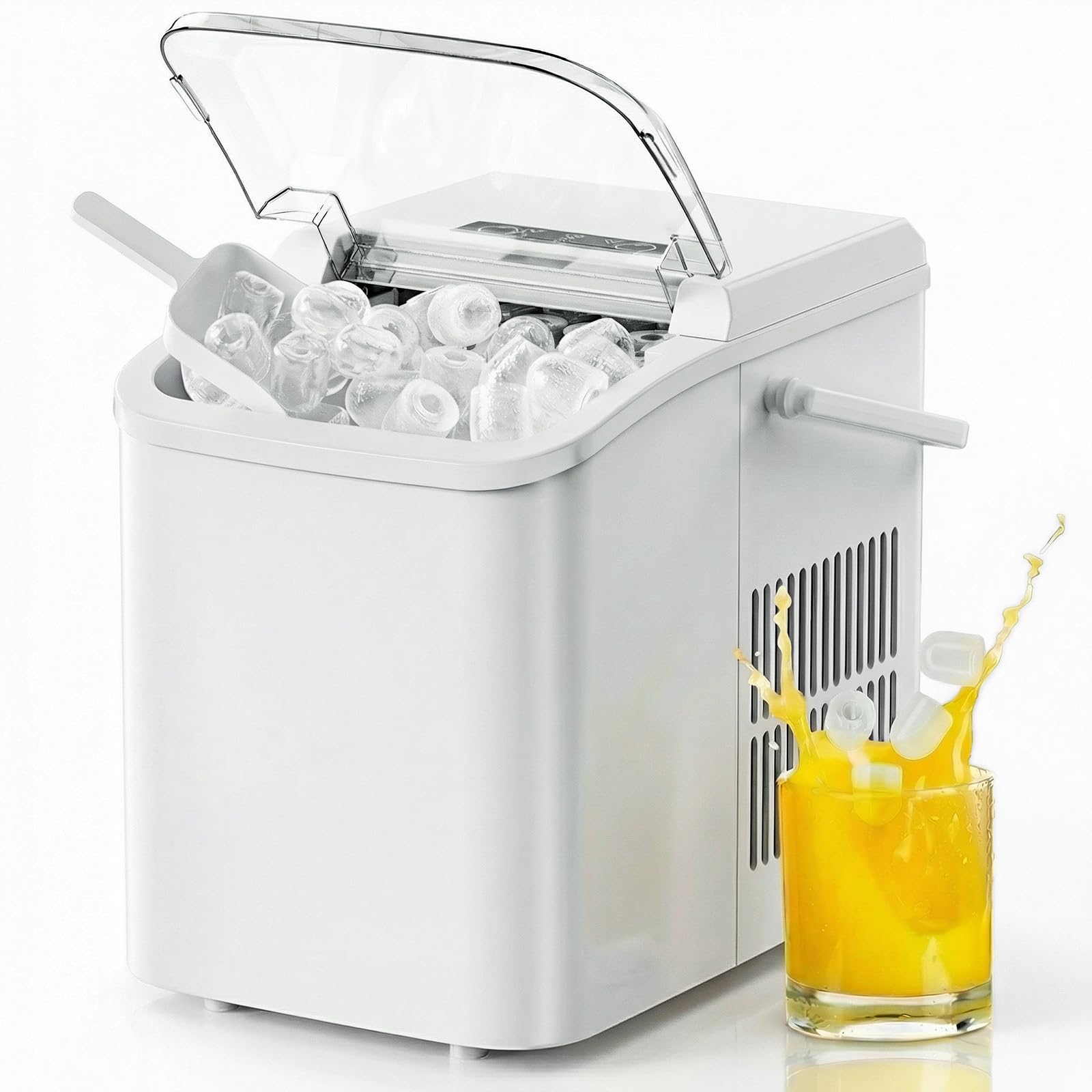 NEWBULIG Ice Makers Countertop with Handle, Portable Ice Machine, 9 Bullet Ice Cubes in 6 Mins, 26lbs in 24Hrs, Auto-Cleaning, with Basket and Scoop, for Home, Kitchen, RV, Camping,Black