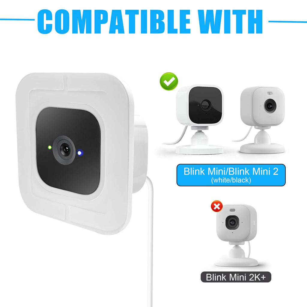 2 Pack Window Mount Compatible with Blink Mini Indoor, Secured Camera Glass Wall Holder for Single Pane Glass Windows/Doors for Outside Security Monitoring,White