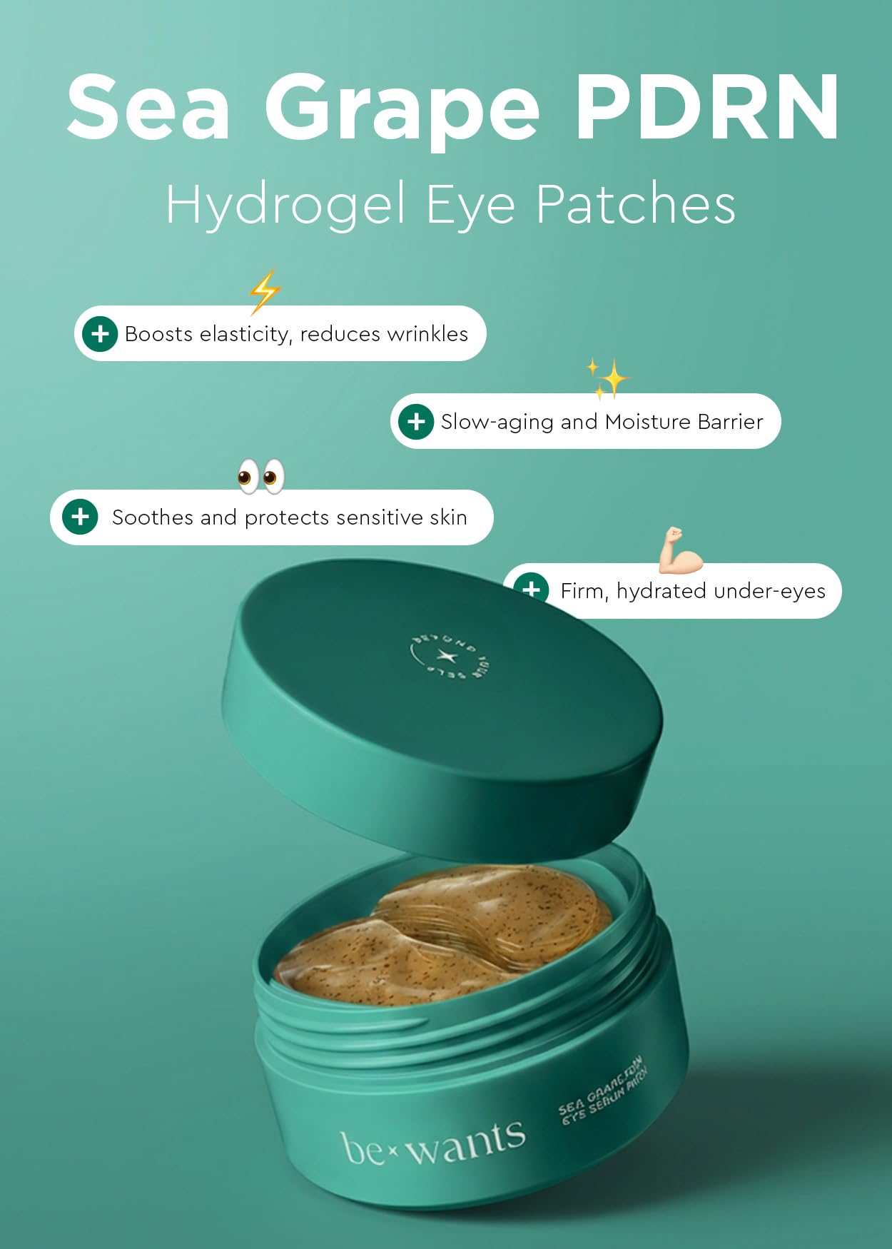 bewants Under Eye Patches for Puffy Eyes, Korean Under Eye Mask with Vegan Collagen and Hyaluronic Acid, Patches for Dark Circles and Cooling, 60 pieces