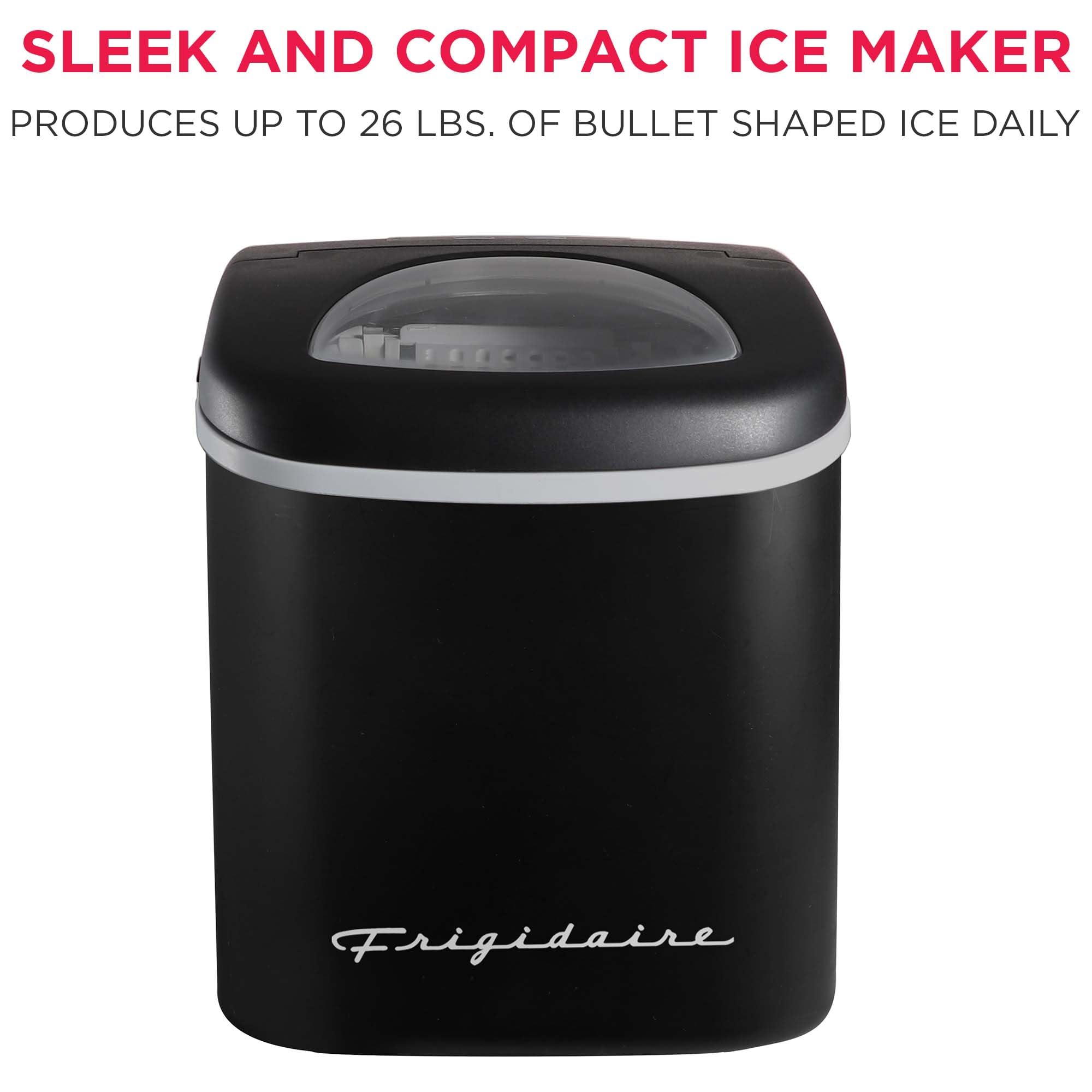 FRIGIDAIRE EFIC128AMZBLK Compact Countertop Ice Maker, 26 lb per Day, Black