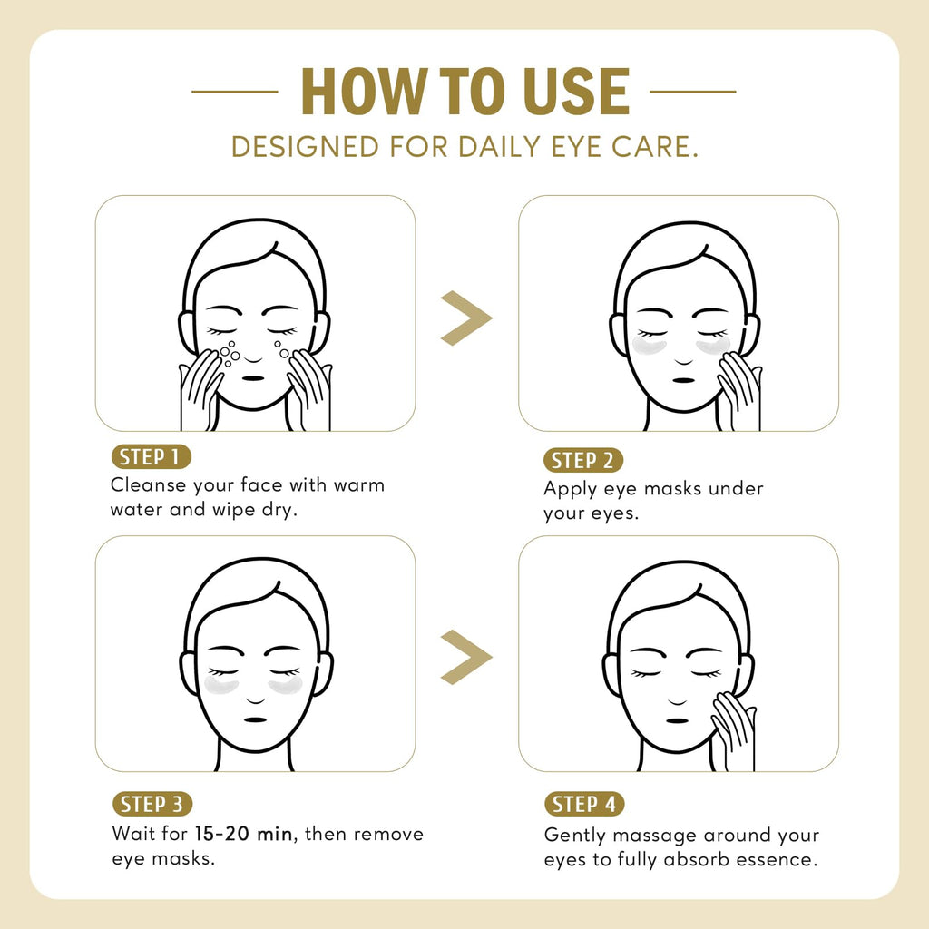 Yeokoe Under Eye Patches for Dark Circles,Eye Mask for Puffy Eyes With Collagen,Retinol,Vitmin C,Hyaluronic Acid and Niacinamide Face Masks Skincare Spa Gifts for Woman 20Pairs