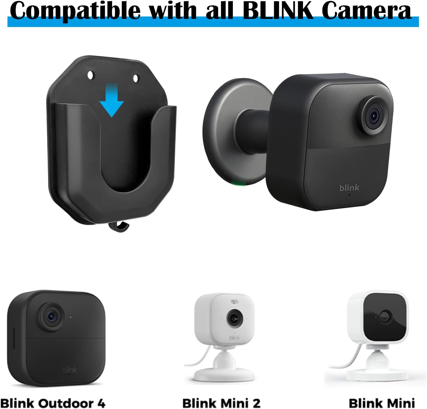 3-Pack Blink Camera Adhesive Wall Mount for Blink Mini/Blink Mini 2 / Blink Outdoor 4 / Blink/Blink Indoor Camera/Ring Indoor Camera（Adhesive mounting and Screw mounting）