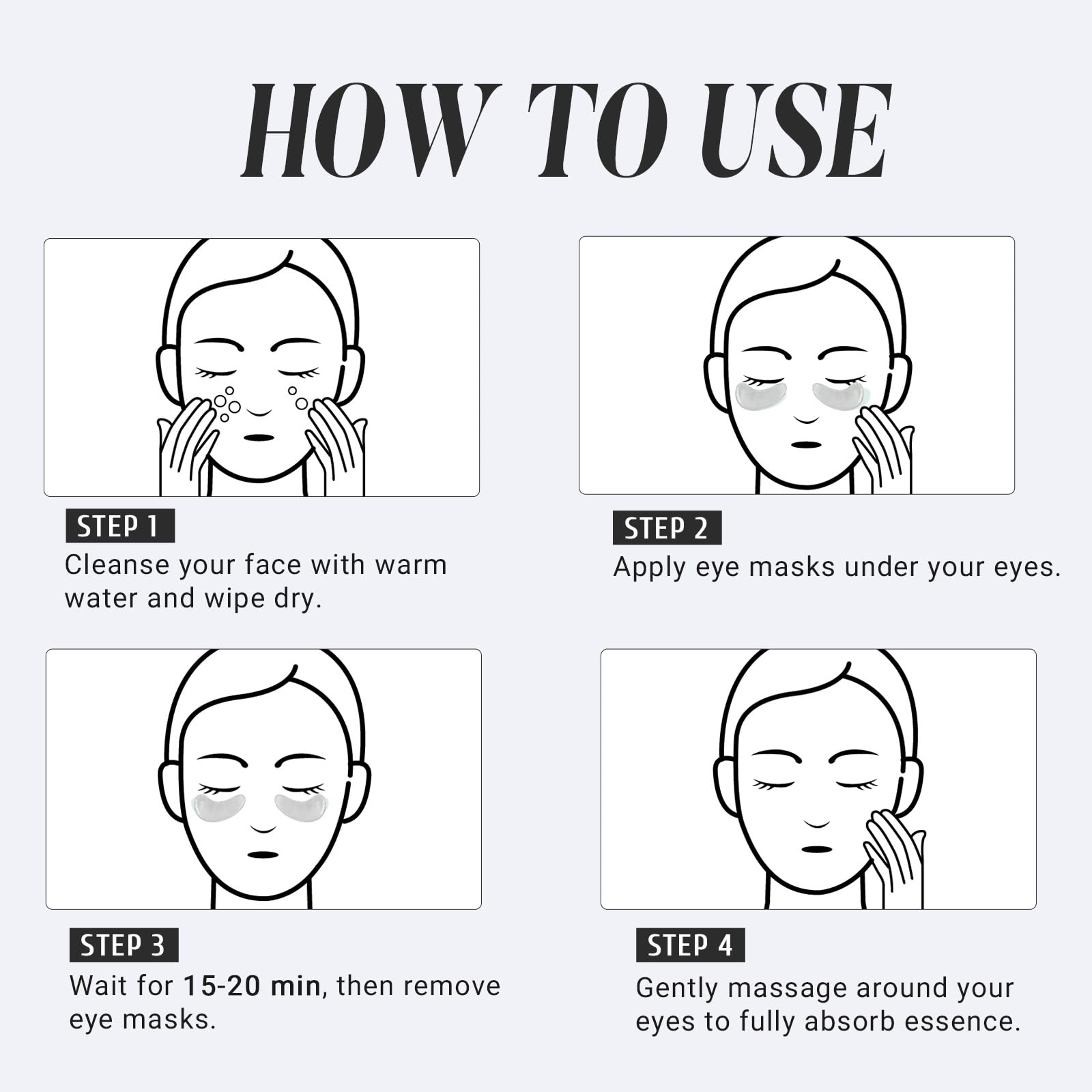 PEAUAMIE Under Eye Patches Collagen and Peptide Eye Mask for Dark Circles and Puffiness,Face Mask Skin Care Products 30 Pairs