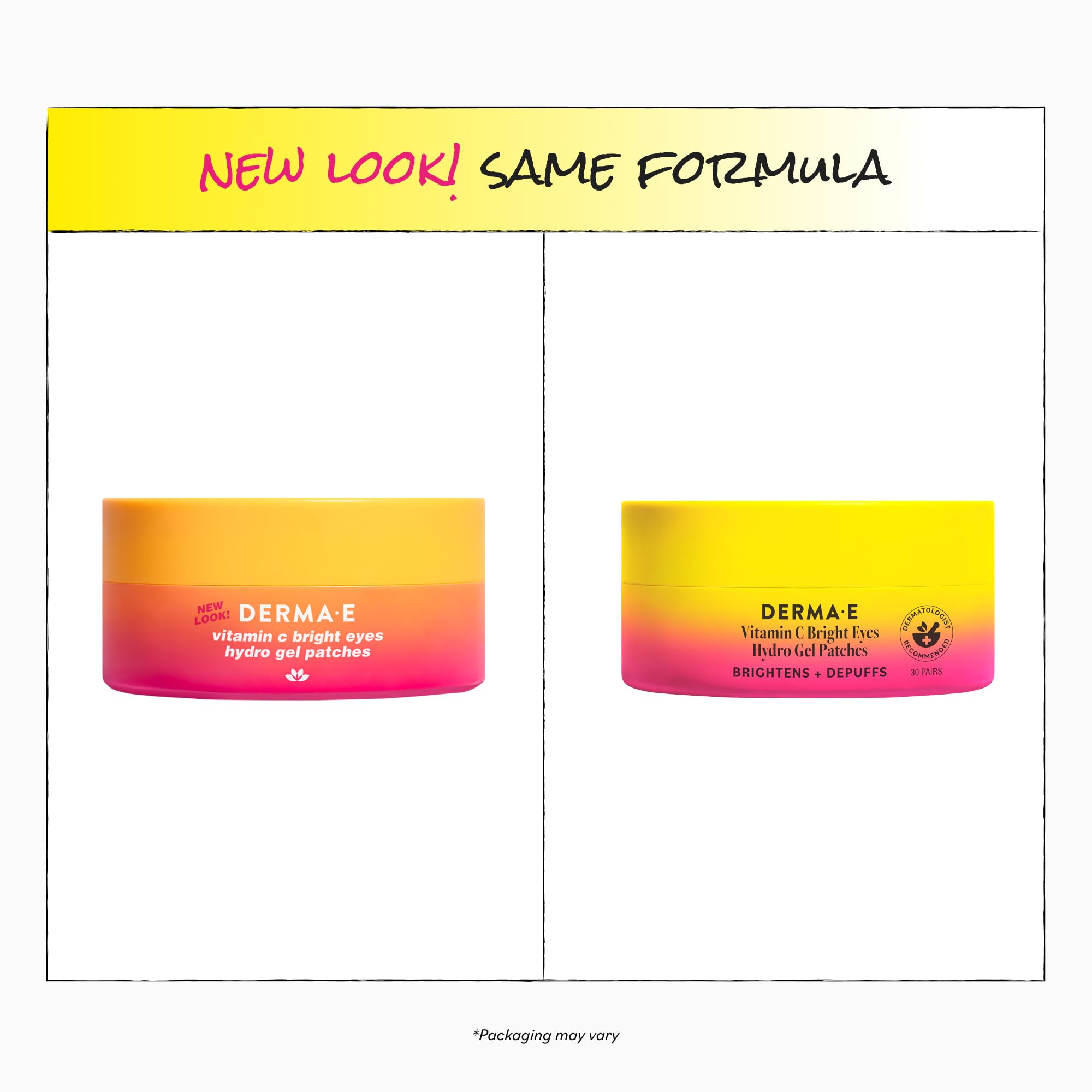 Derma E Vitamin C Bright Eyes Hydro Gel Under Eye Patches for Dark Circles (60 Ct, 30 Pairs) Allantoin, Caffeine & Vitamin B3, Eye Patches for Fine Lines, Wrinkles, Dark Circles & Puffy Eyes