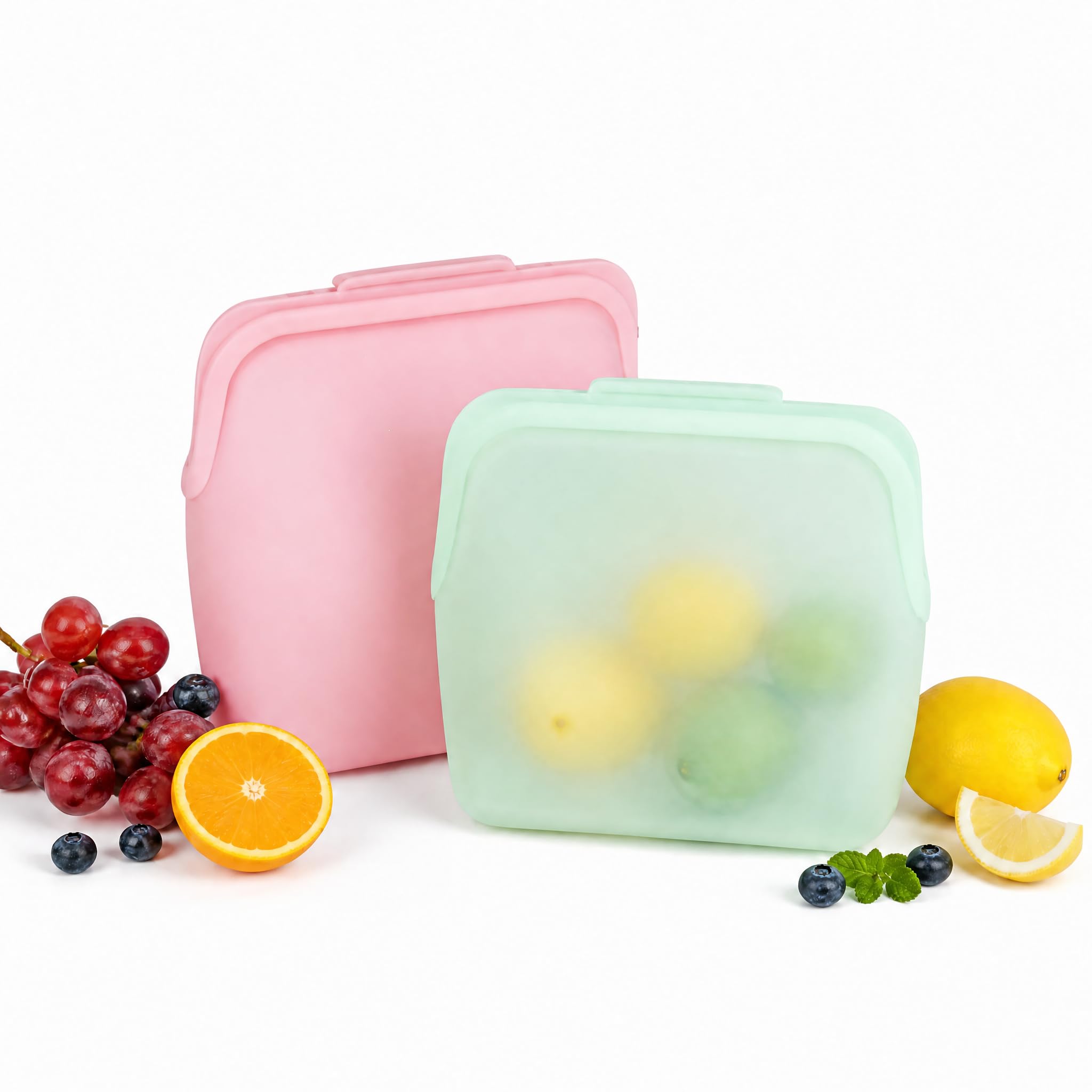 STHF Everbag Reusable Silicone Food Storage Bags — Leak‑Proof, Upright Freezer & Sous‑Vide Safe, Odor‑Proof, High‑Temperature Resistant Food Storage Bags (rectangle)