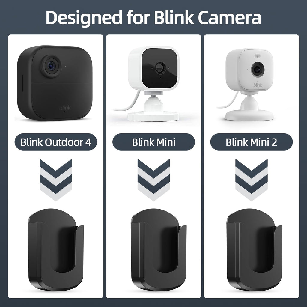 Blink Camera Mount, 3 Pack Adhesive Wall Mount Bracket for Blink Outdoor 4/Indoor/Mini/Mini 2, No Drill, Black