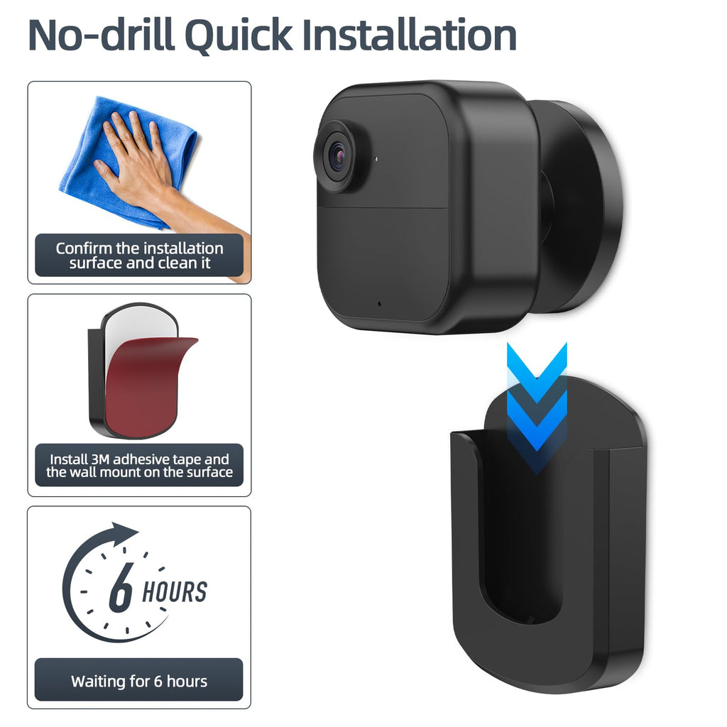 Blink Camera Mount, 3 Pack Adhesive Wall Mount Bracket for Blink Outdoor 4/Indoor/Mini/Mini 2, No Drill, Black