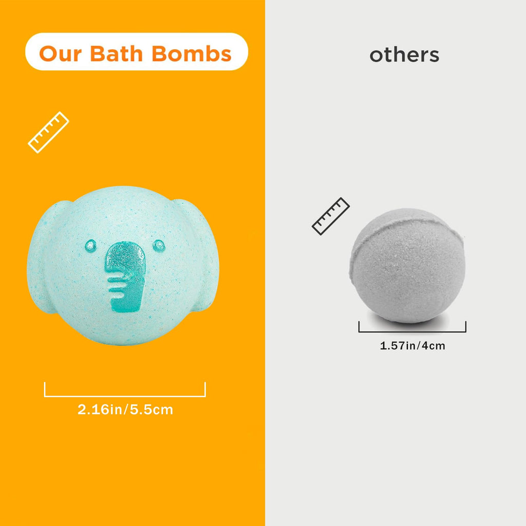 SHUCHING 14 Pcs Blue Elephant Bath Bombs for Kids, Organic Animal Bubble Bath Fizzy Balls, Birthday Gifts Set for Boys Girls