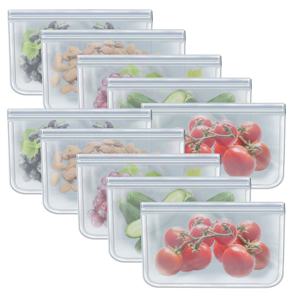 RLAVBL 1/2 Gallon Freezer Bags Reusable Food Storage Bags for Vegetable, Liquid, Snack, Meat, Sandwich, 10.2x7.87 Inch, 10 Pack
