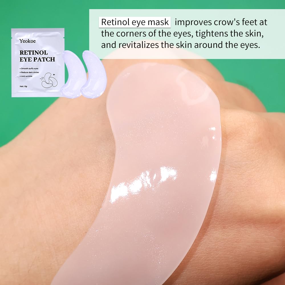 Yeokoe Under Eye Patches for Dark Circles,Eye Mask for Puffy Eyes With Collagen,Retinol,Vitmin C,Hyaluronic Acid and Niacinamide Face Masks Skincare Spa Gifts for Woman 20Pairs