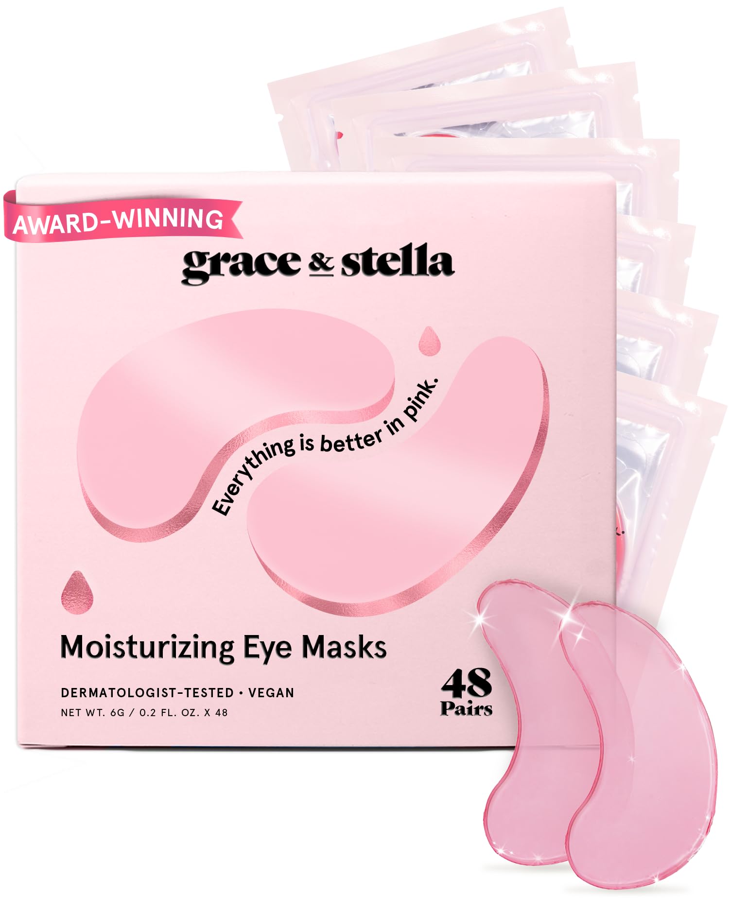 grace & stella Award Winning Under Eye Mask Reduce Dark Circles, Puffy Eyes, Undereye Bags, Wrinkles, Gel Under Eye Patches, Small Gifts for Women, Gifts Under 10 Dollars, Vegan (6 Pairs, Blue)