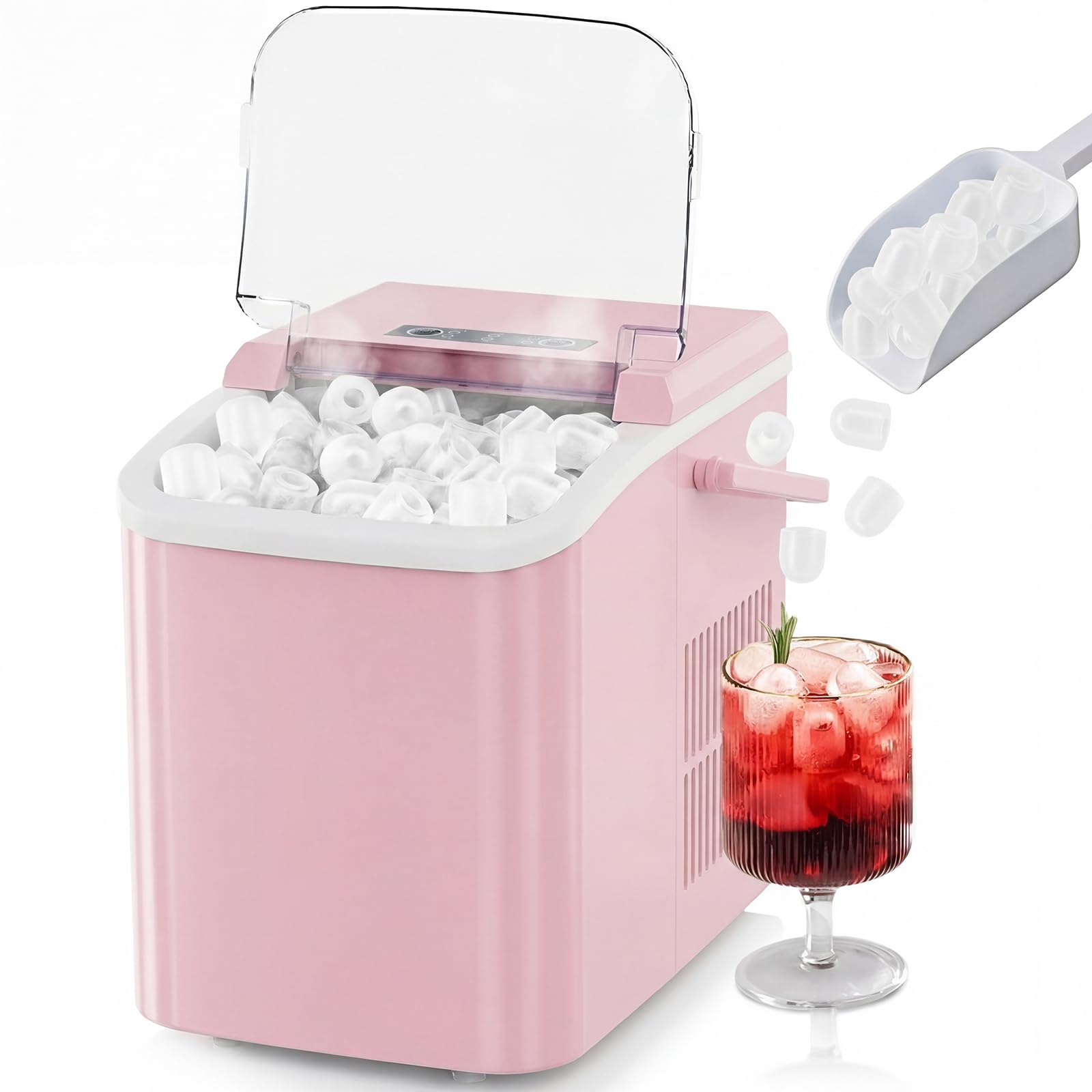 NEWBULIG Ice Makers Countertop with Handle, Portable Ice Machine, 9 Bullet Ice Cubes in 6 Mins, 26lbs in 24Hrs, Auto-Cleaning, with Basket and Scoop, for Home, Kitchen, RV, Camping,Black