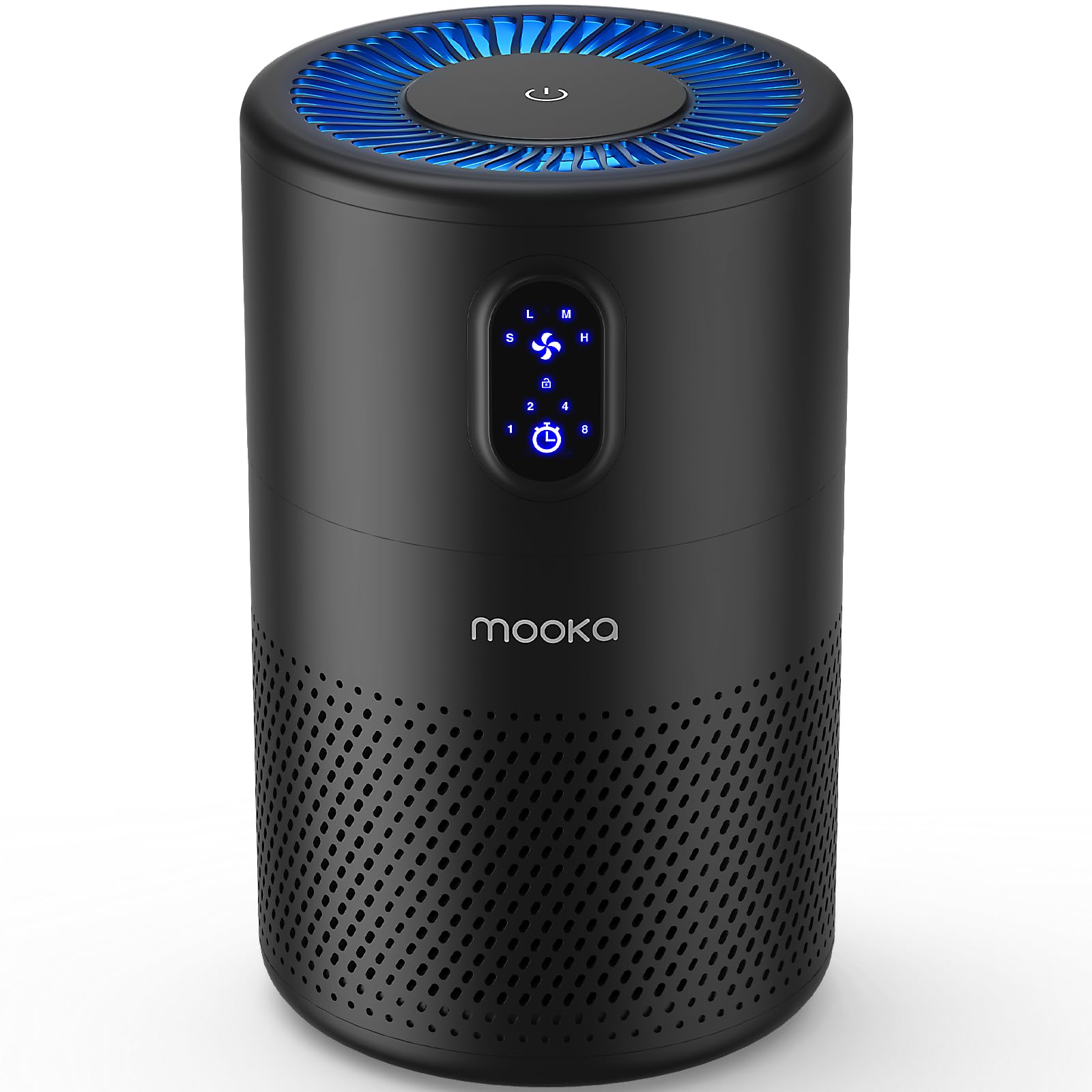 MOOKA Air Purifiers for Home Large Room up to 1076 ft², H13 True HEPA Air Filter Cleaner, Odor Eliminator, Remove Smoke Dust Pollen Pet Dander, Night Light, B-D02L Black