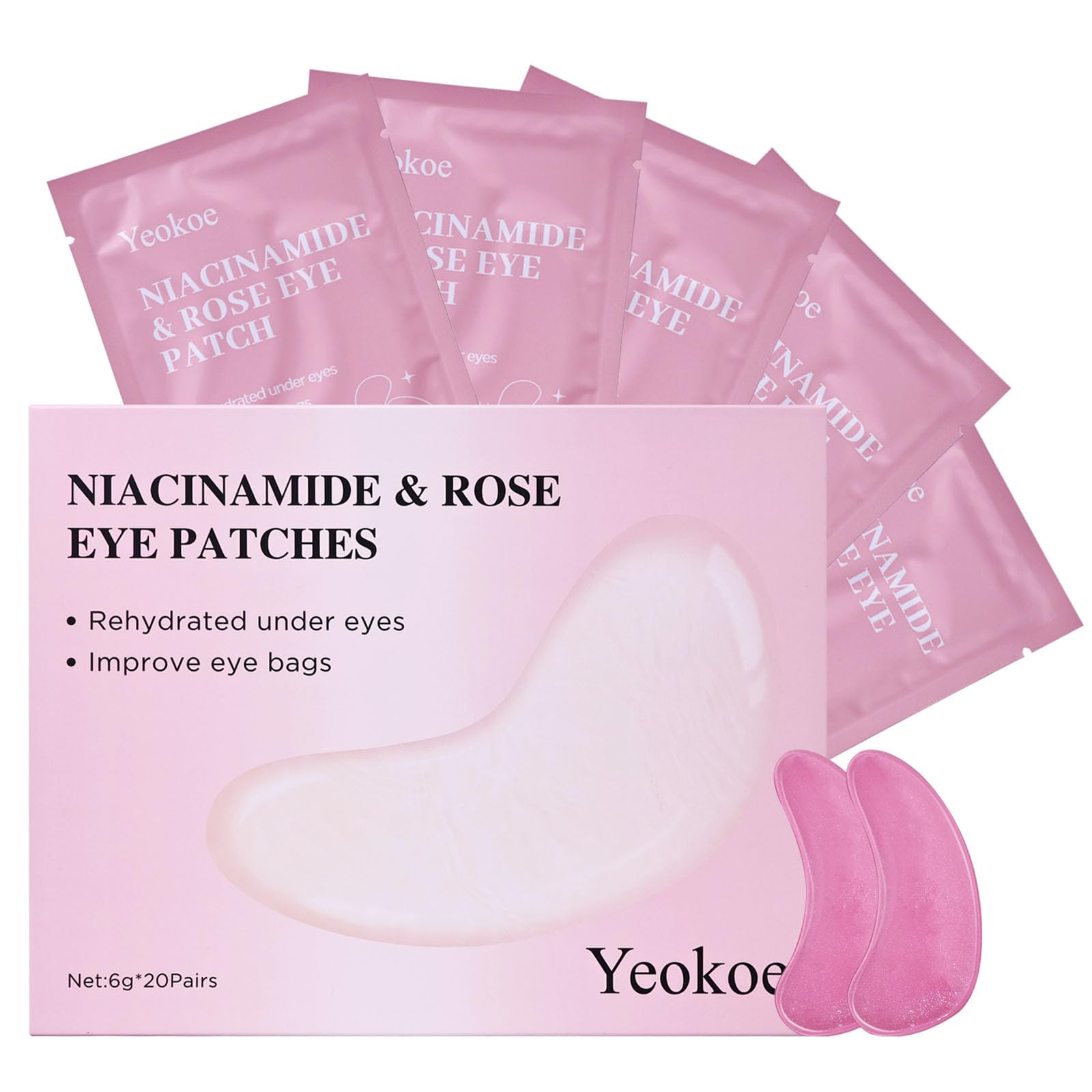 Yeokoe Under Eye Patches for Dark Circles,Eye Mask for Puffy Eyes With Collagen,Retinol,Vitmin C,Hyaluronic Acid and Niacinamide Face Masks Skincare Spa Gifts for Woman 20Pairs