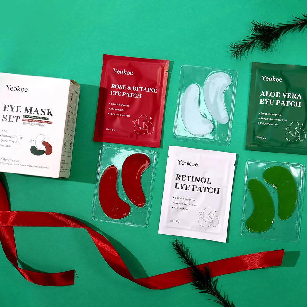 Yeokoe Under Eye Patches for Dark Circles,Eye Mask for Puffy Eyes With Collagen,Retinol,Vitmin C,Hyaluronic Acid and Niacinamide Face Masks Skincare Spa Gifts for Woman 20Pairs