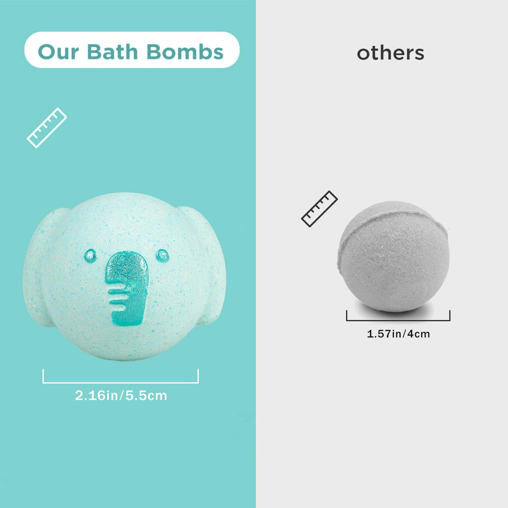SHUCHING 14 Pcs Blue Elephant Bath Bombs for Kids, Organic Animal Bubble Bath Fizzy Balls, Birthday Gifts Set for Boys Girls