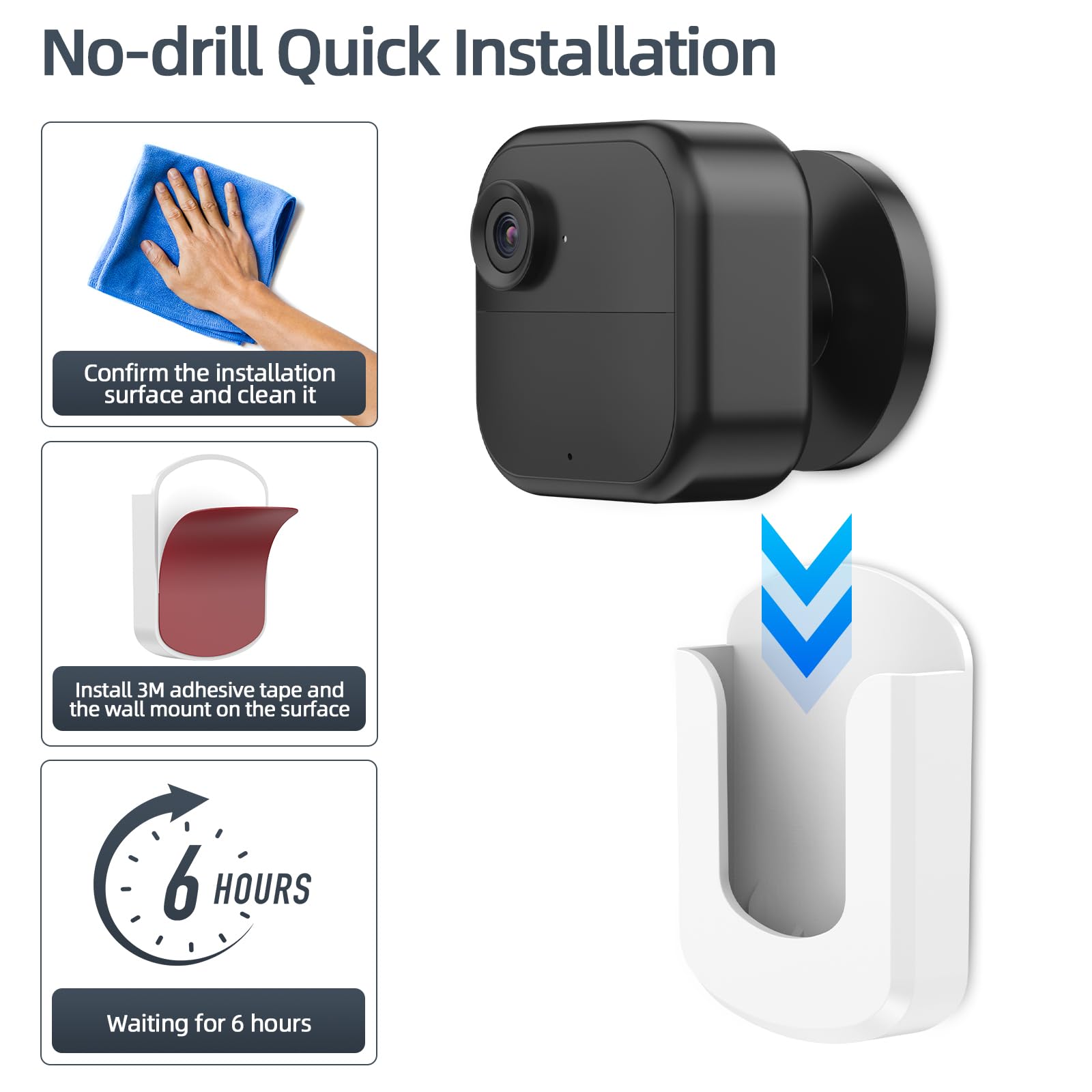 Blink Camera Mount, 3 Pack Adhesive Wall Mount Bracket for Blink Outdoor 4/Indoor/Mini/Mini 2, No Drill, Black