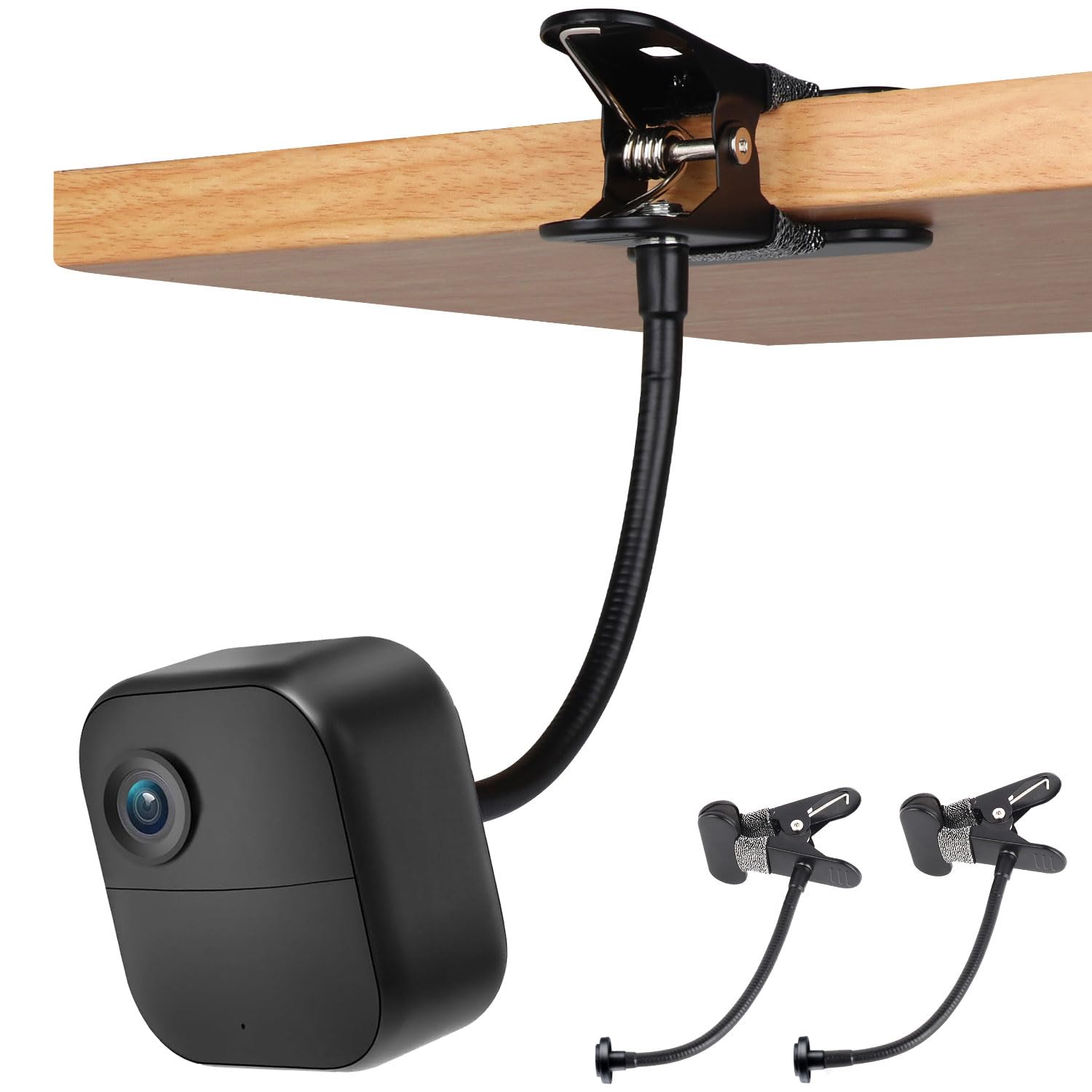 iTODOS 2 Pack Flexible Clip Clamp Mount - Compatible with Blink Mini, Outdoor (3rd Gen) XT3, XT, XT2, Indoor - 8 Inch Flexible Gooseneck Arm - Attach Camera Anywhere