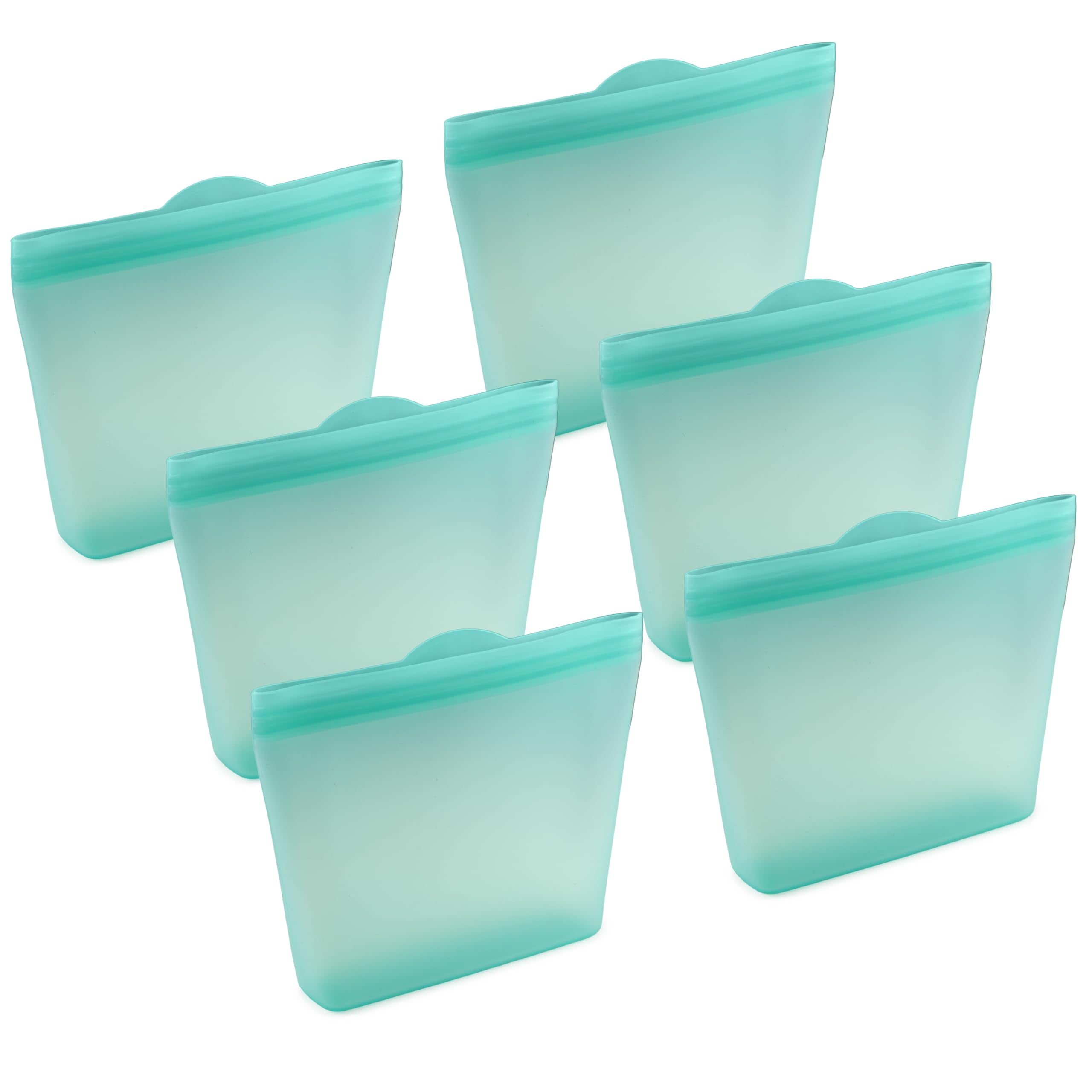 Home Logic Reusable Snack Bags - Set of 6 Clear Silicone Freezer Bags, Airtight Leak Resistant Reusable Zip Bags for Kitchen Home Food Prep, Microwave & Sous Vide Safe